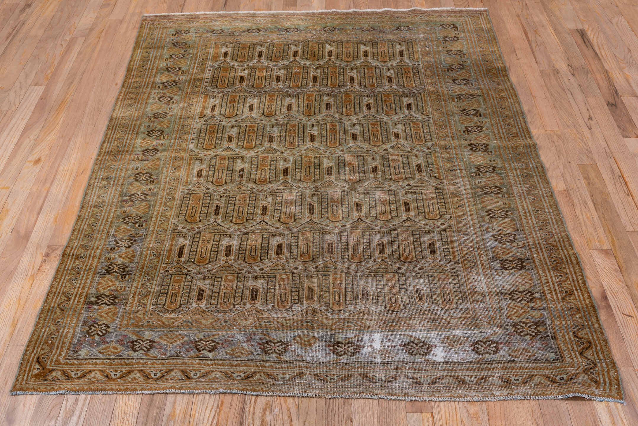 4' x 6' one-of-a-kind handmade vintage Afshar small size rug. Color palette: brown, gray