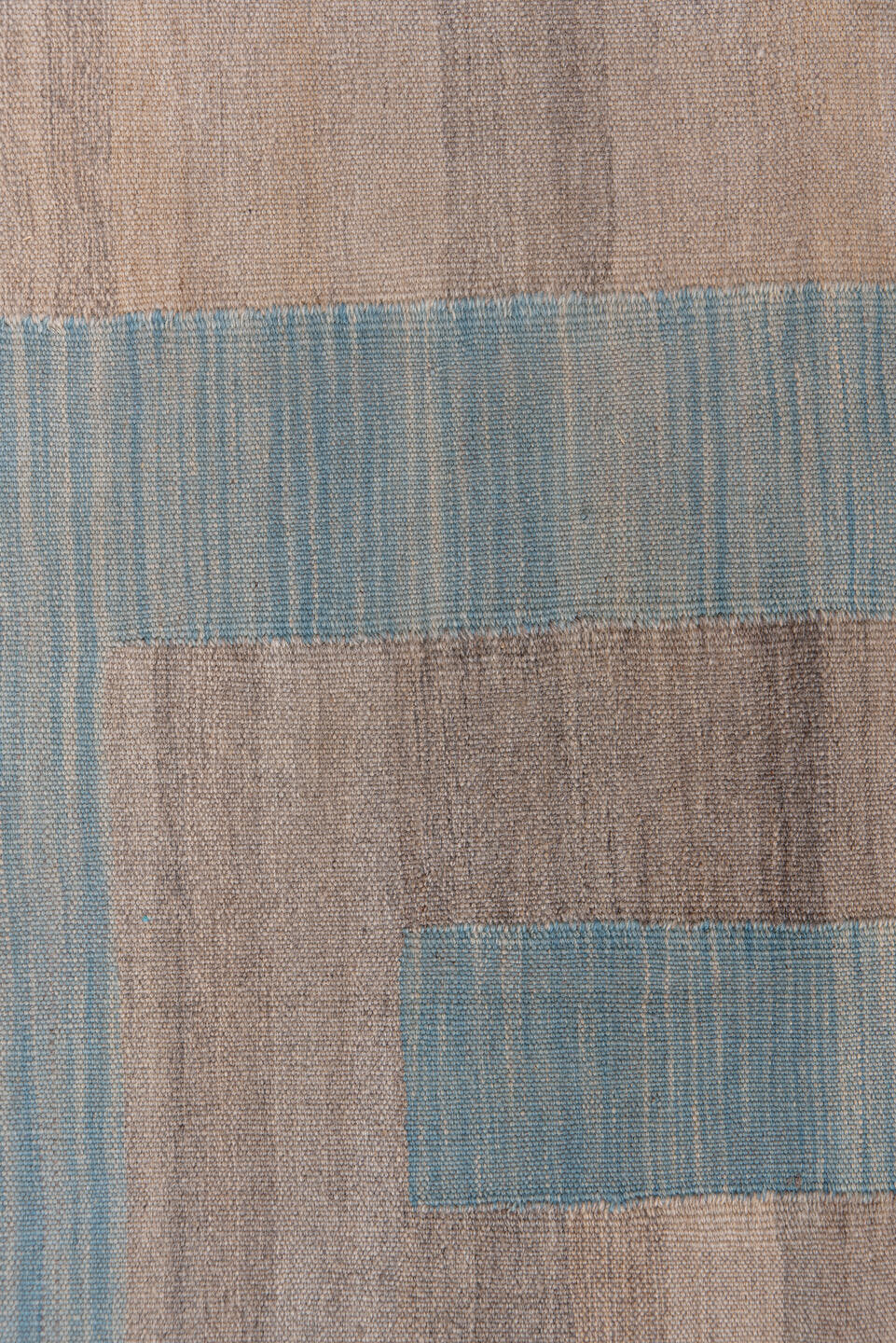 8' x 11' one-of-a-kind handmade vintage Kilim large size rug. Color palette: taupe, sky blue, beige, gray, light blue