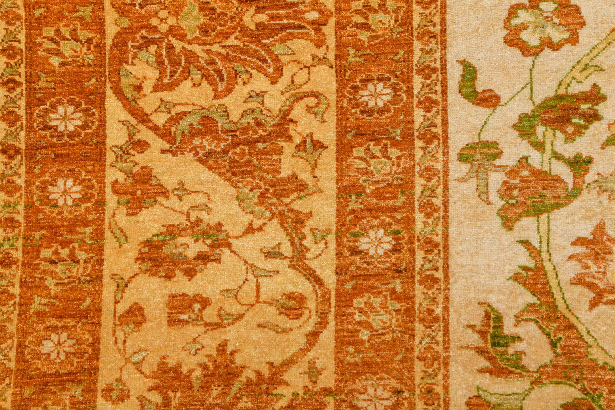 11' x 15' one-of-a-kind handmade vintage Sultanabad oversize rug. Color palette: brown, burlywood, off-white, orange, yellow