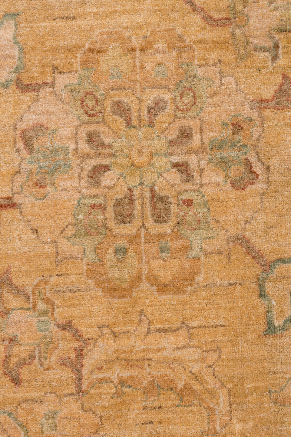 12' x 17' one-of-a-kind handmade vintage Pakistan oversize rug. Color palette: camel, taupe, brown, beige, sage, ivory