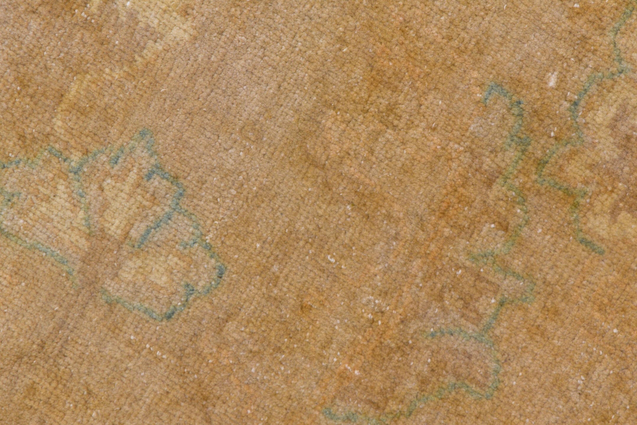 10' x 13' one-of-a-kind handmade vintage Amritzar large size rug. Color palette: beige, camel, ivory, pale aqua, cream