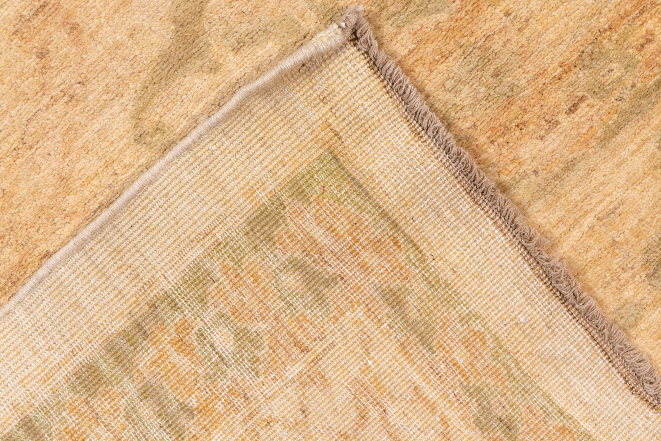 10' x 14' one-of-a-kind handmade vintage Polonase large size rug. Color palette: peach, apricot, ivory, sage, gold, beige