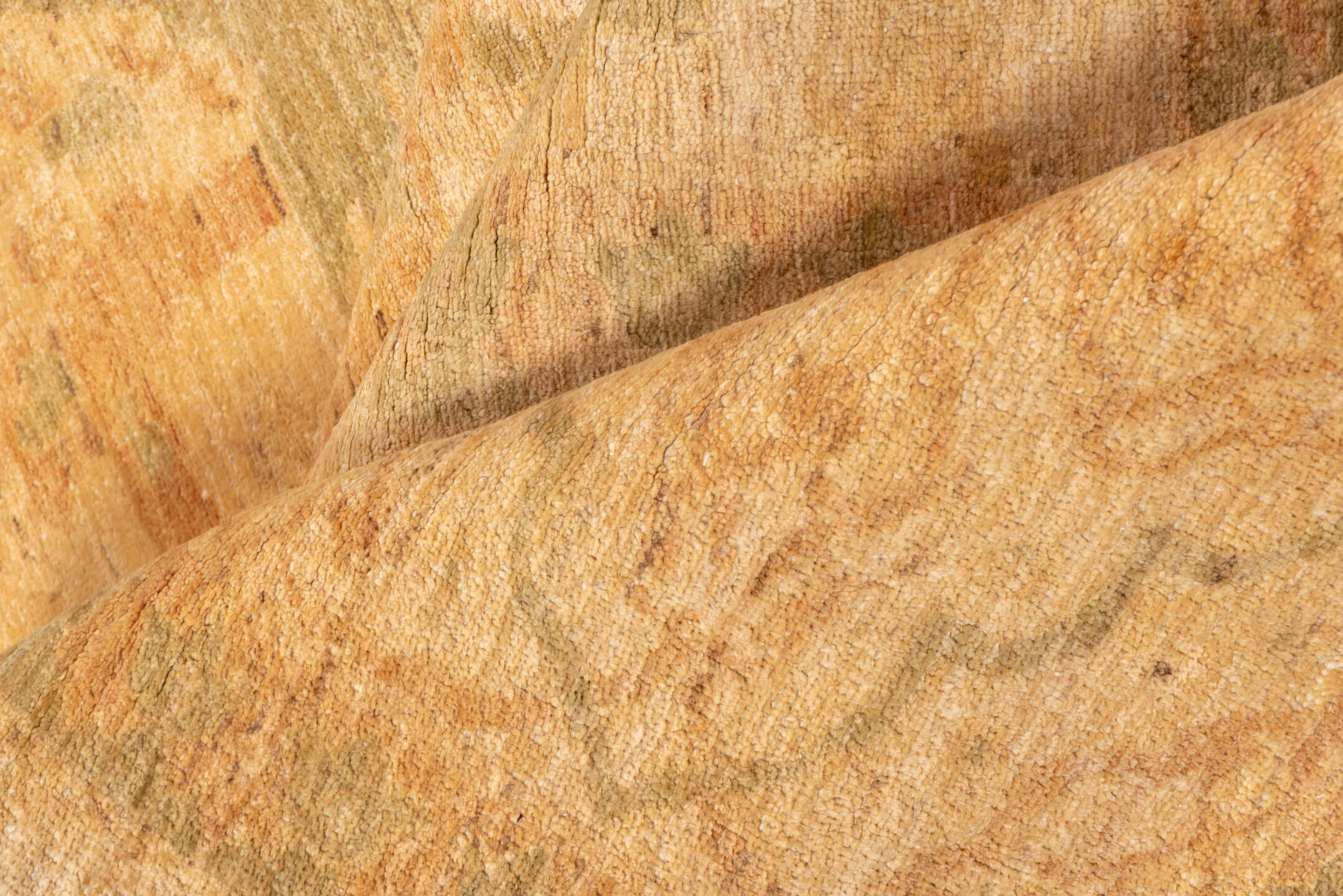 10' x 14' one-of-a-kind handmade vintage Polonase large size rug. Color palette: brown, burlywood, navajo white, off-white