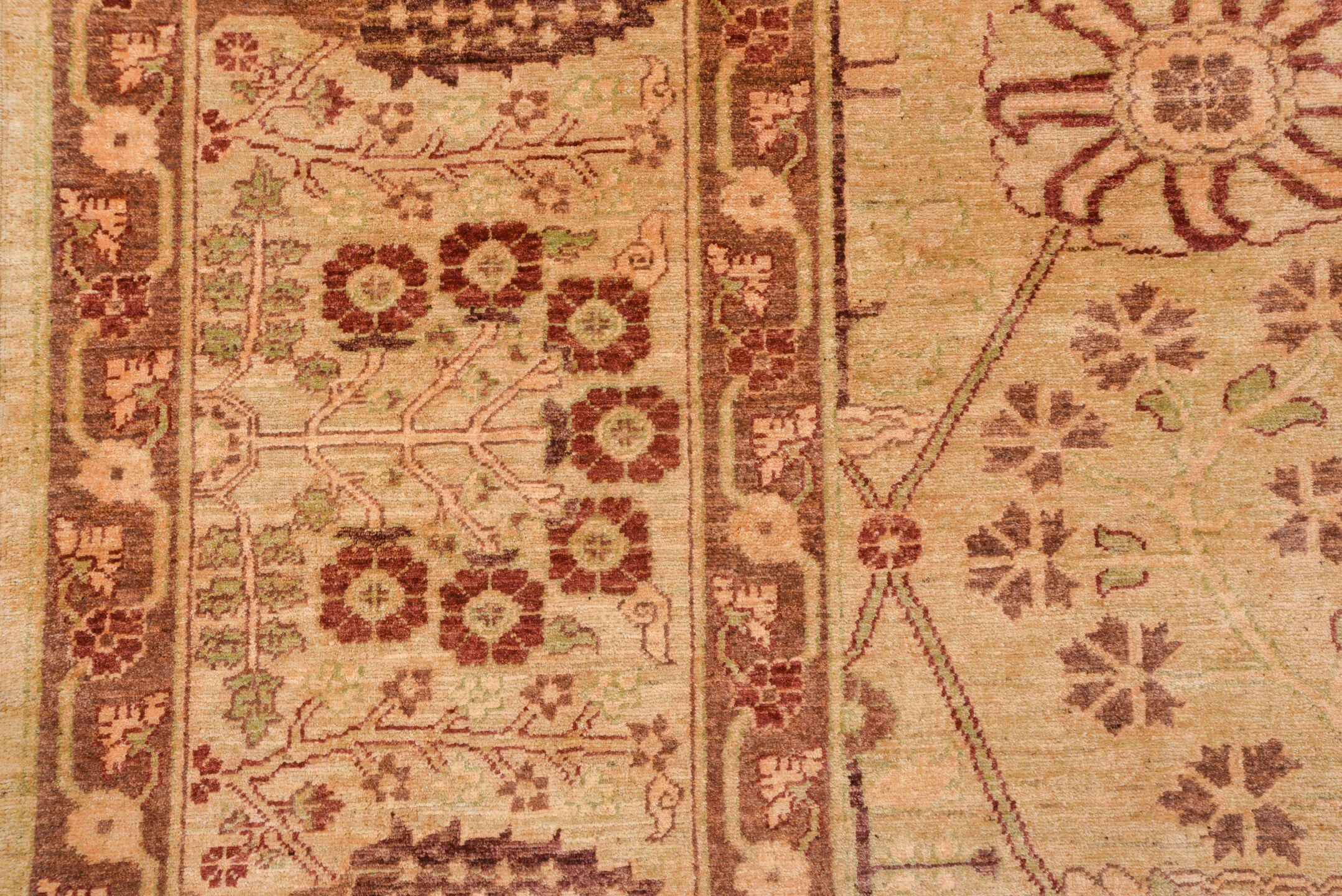 13' x 17' one-of-a-kind handmade vintage Sultanabad oversize rug. Color palette: ivory, taupe, rose, rust, beige, sage