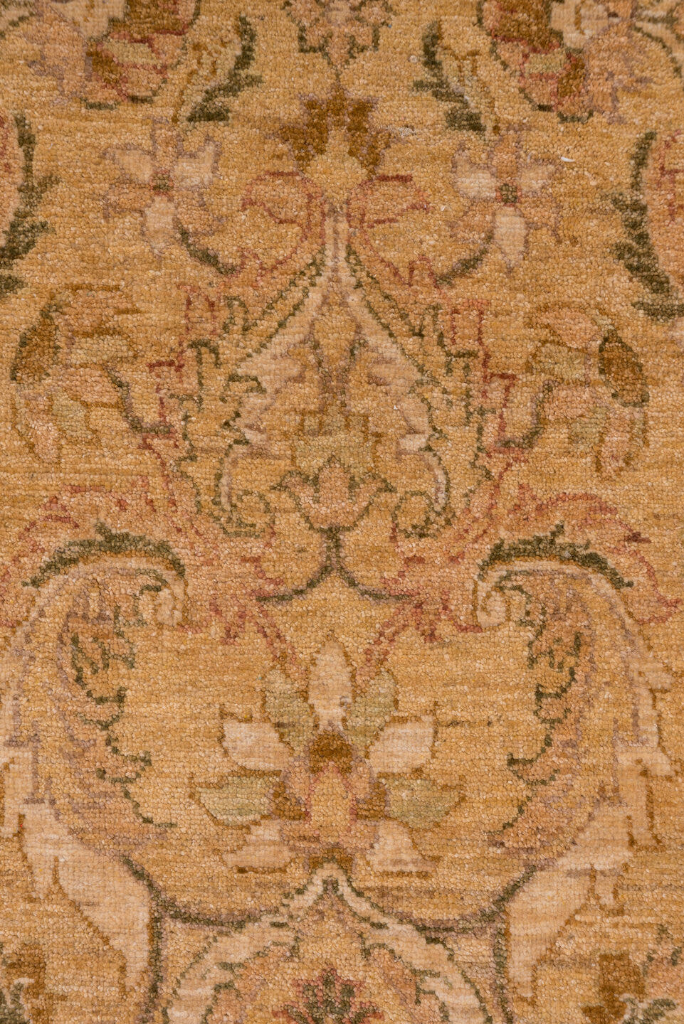13' x 18' one-of-a-kind handmade vintage Amritzar oversize rug. Color palette: camel, beige, taupe, ivory, tan, sage, brown
