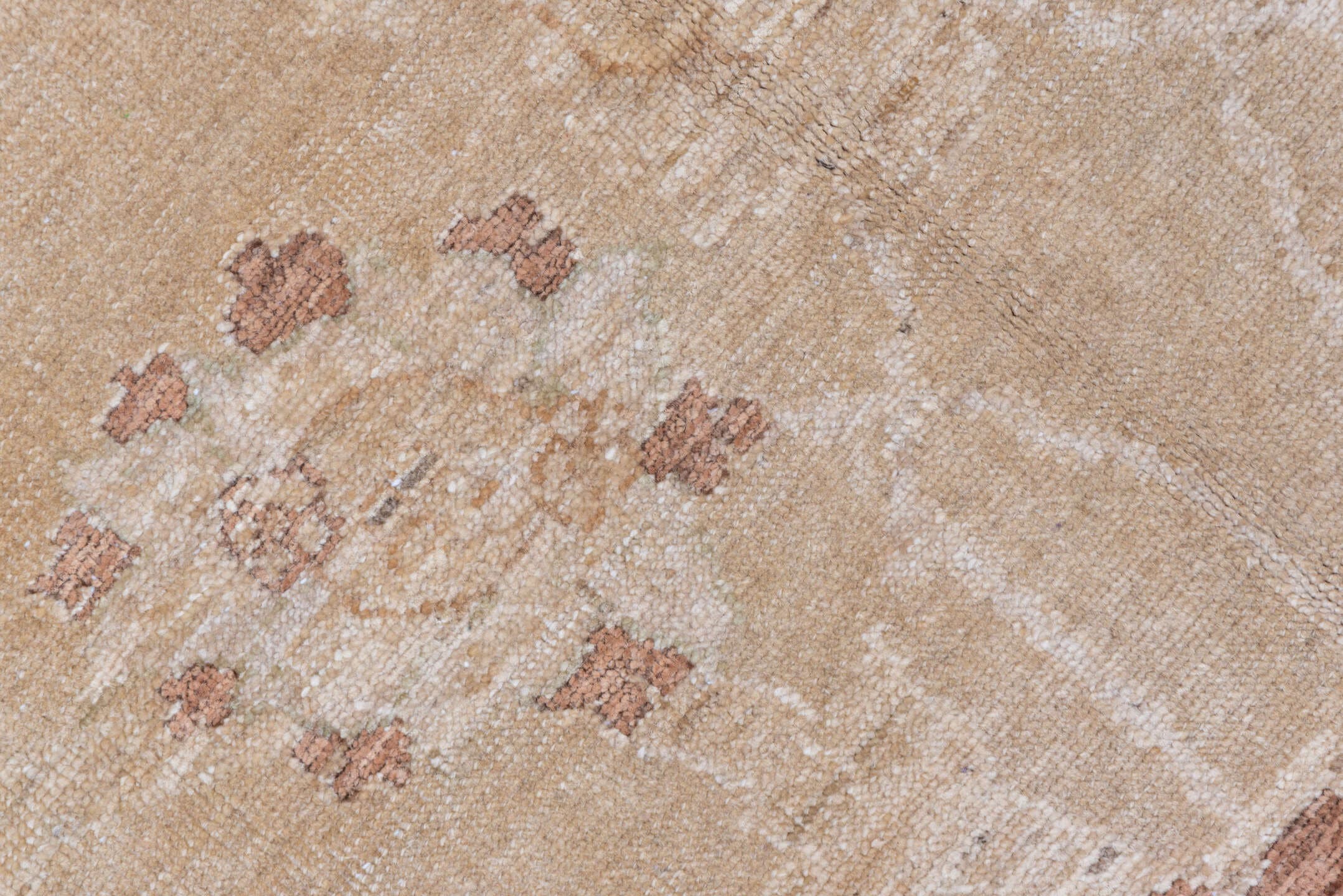 8' x 12' one-of-a-kind handmade vintage Amritzar large size rug. Color palette: beige, ivory, taupe, camel, sand, rose, sage
