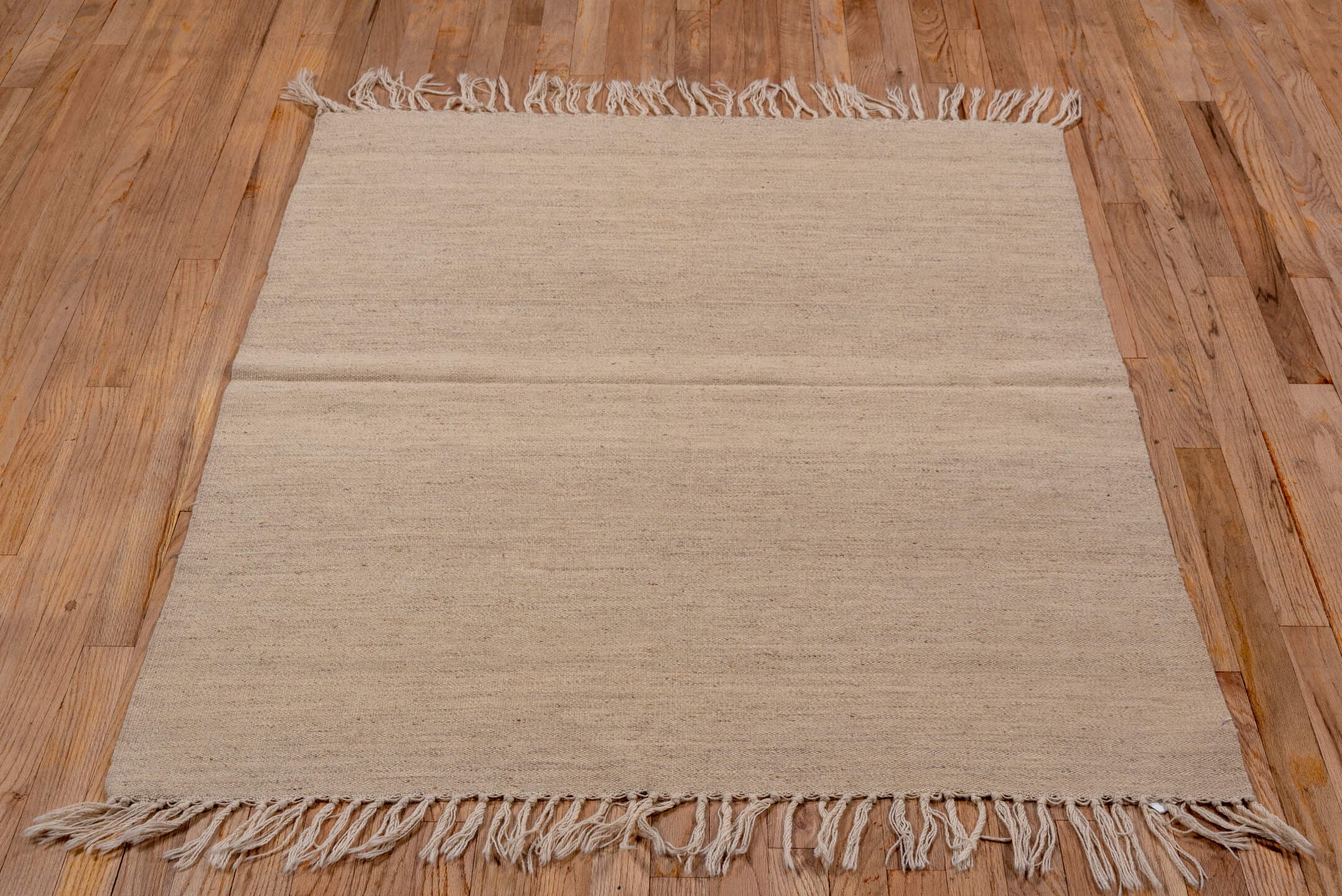 3' x 4' one-of-a-kind handmade vintage Flatweave small size rug. Color palette: ivory, beige, cream, taupe, gray