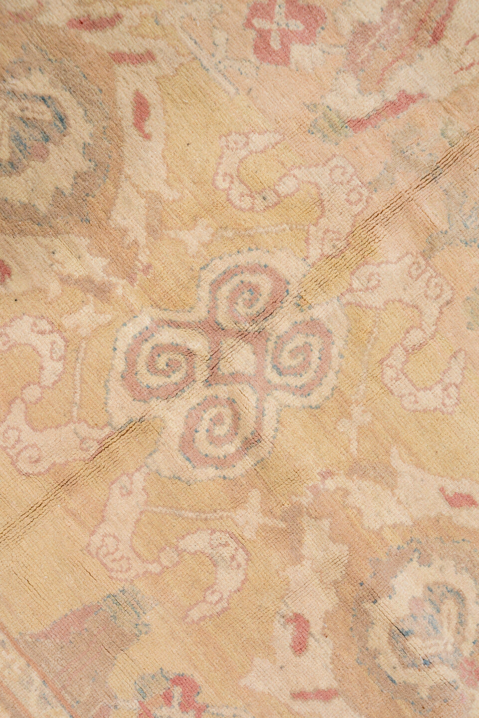 12' x 16' one-of-a-kind handmade vintage Sultanabad oversize rug. Color palette: tan, taupe, rose, sage, ivory, dusty blue
