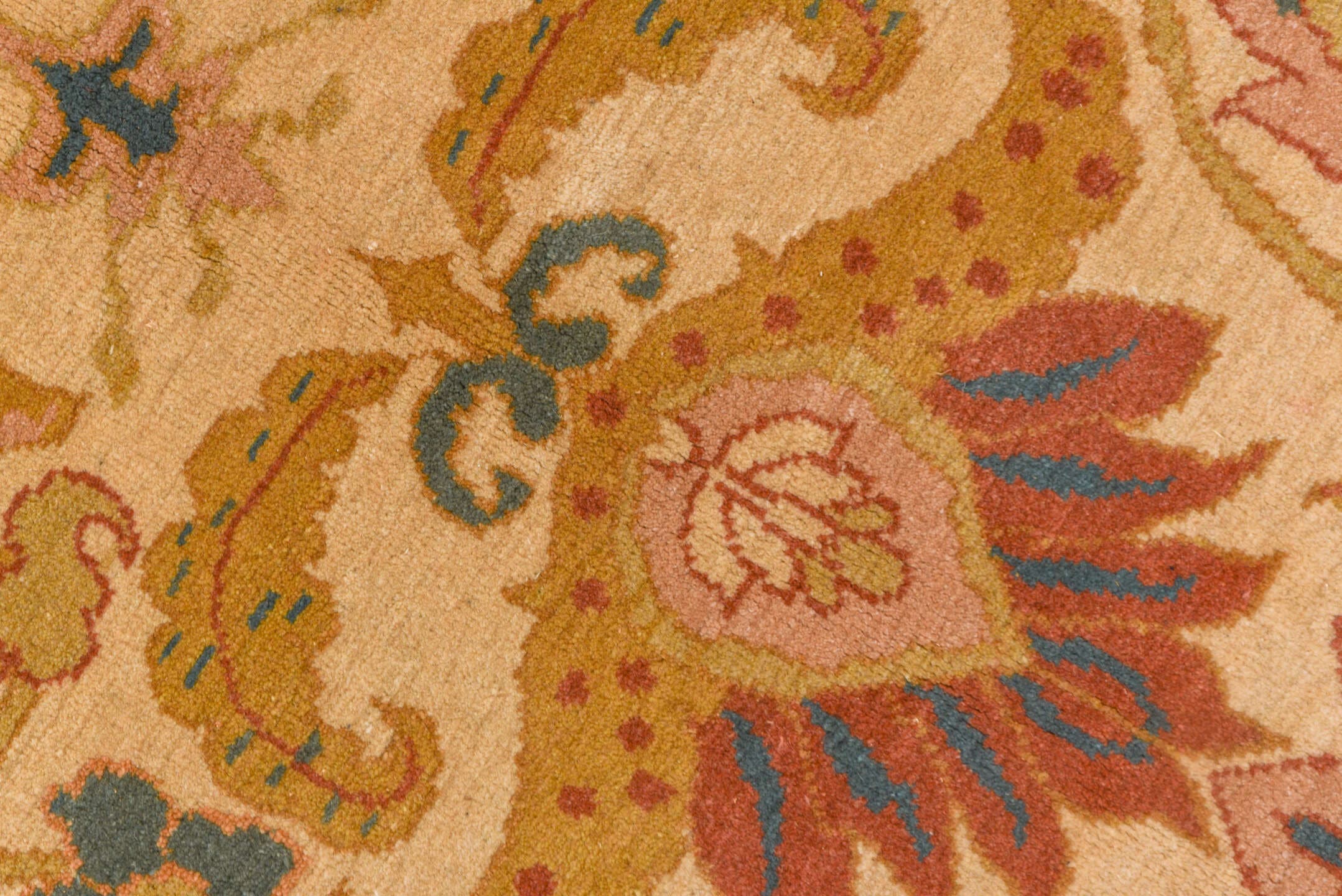 13' x 16' one-of-a-kind handmade vintage Sultanabad oversize rug. Color palette: ivory, beige, terra cotta, sage, gold, teal