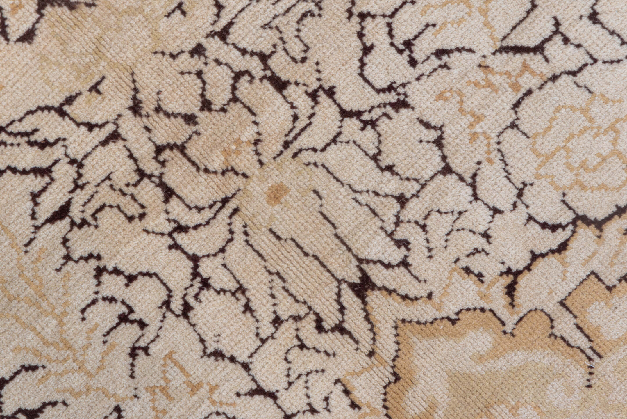 10' x 13' one-of-a-kind handmade vintage Agra large size rug. Color palette: ivory, beige, taupe, brown, camel, gray