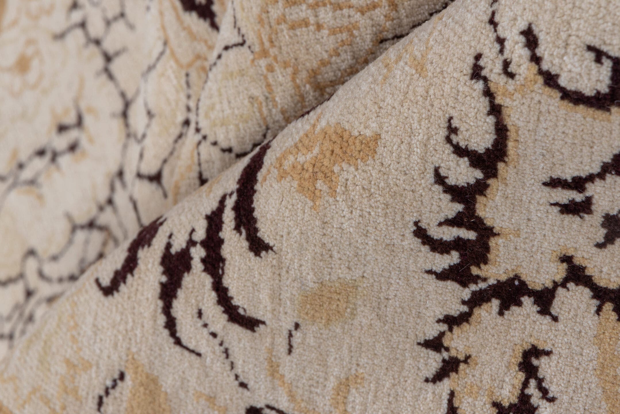 10' x 13' one-of-a-kind handmade vintage Agra large size rug. Color palette: ivory, beige, taupe, brown, camel, gray