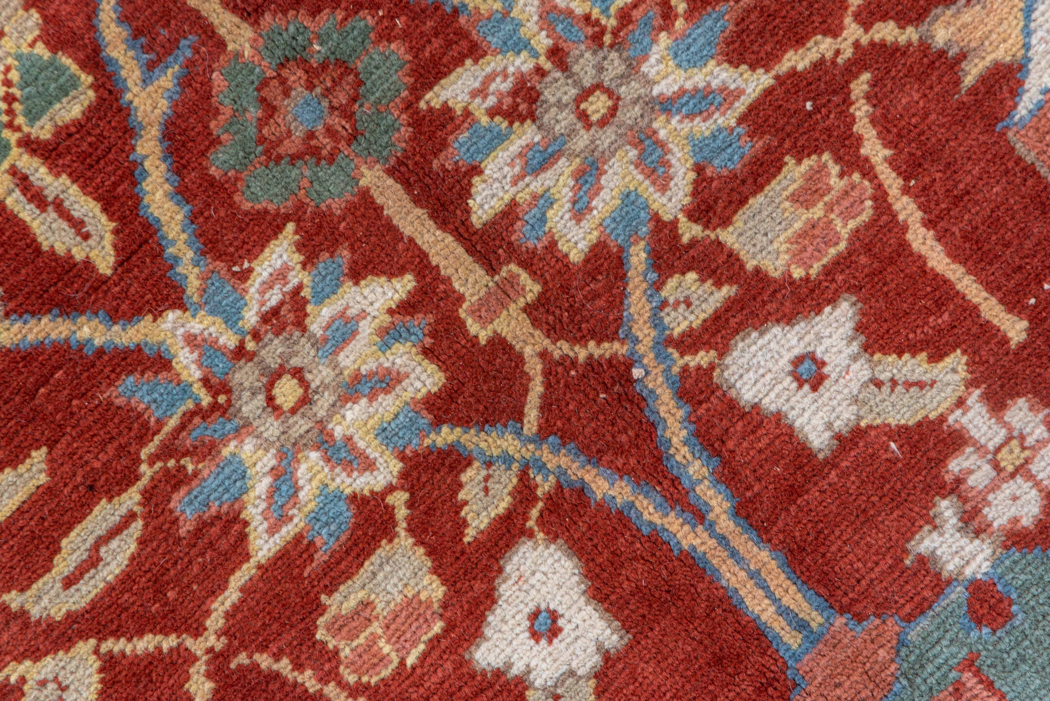 10' x 13' one-of-a-kind handmade vintage Sultanabad large size rug. Color palette: rust, ivory, sky_blue, terra_cotta, sage