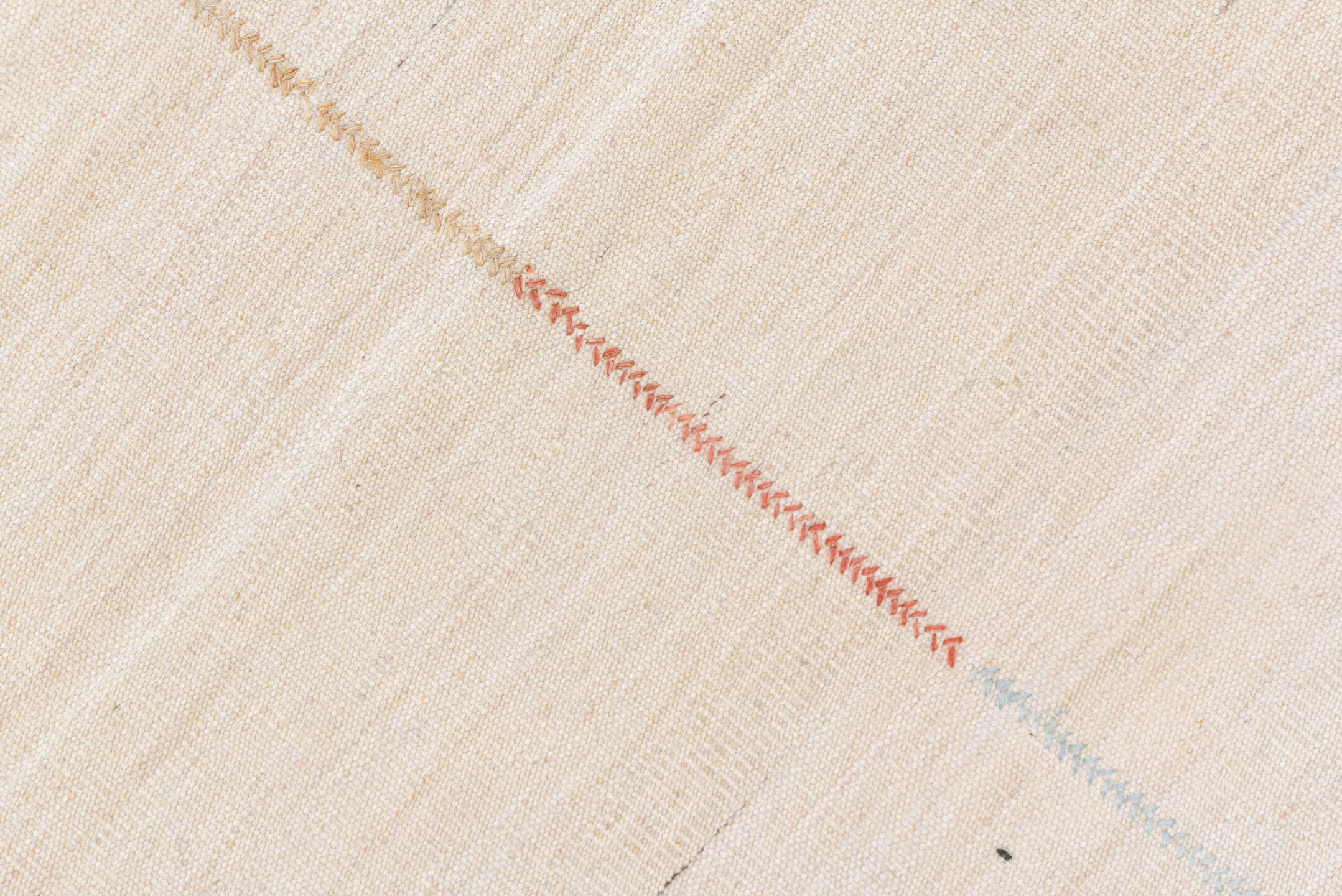 6' x 10' one-of-a-kind handmade vintage Kilim large size rug. Color palette: dark gray, gray, light gray, off-white, pink