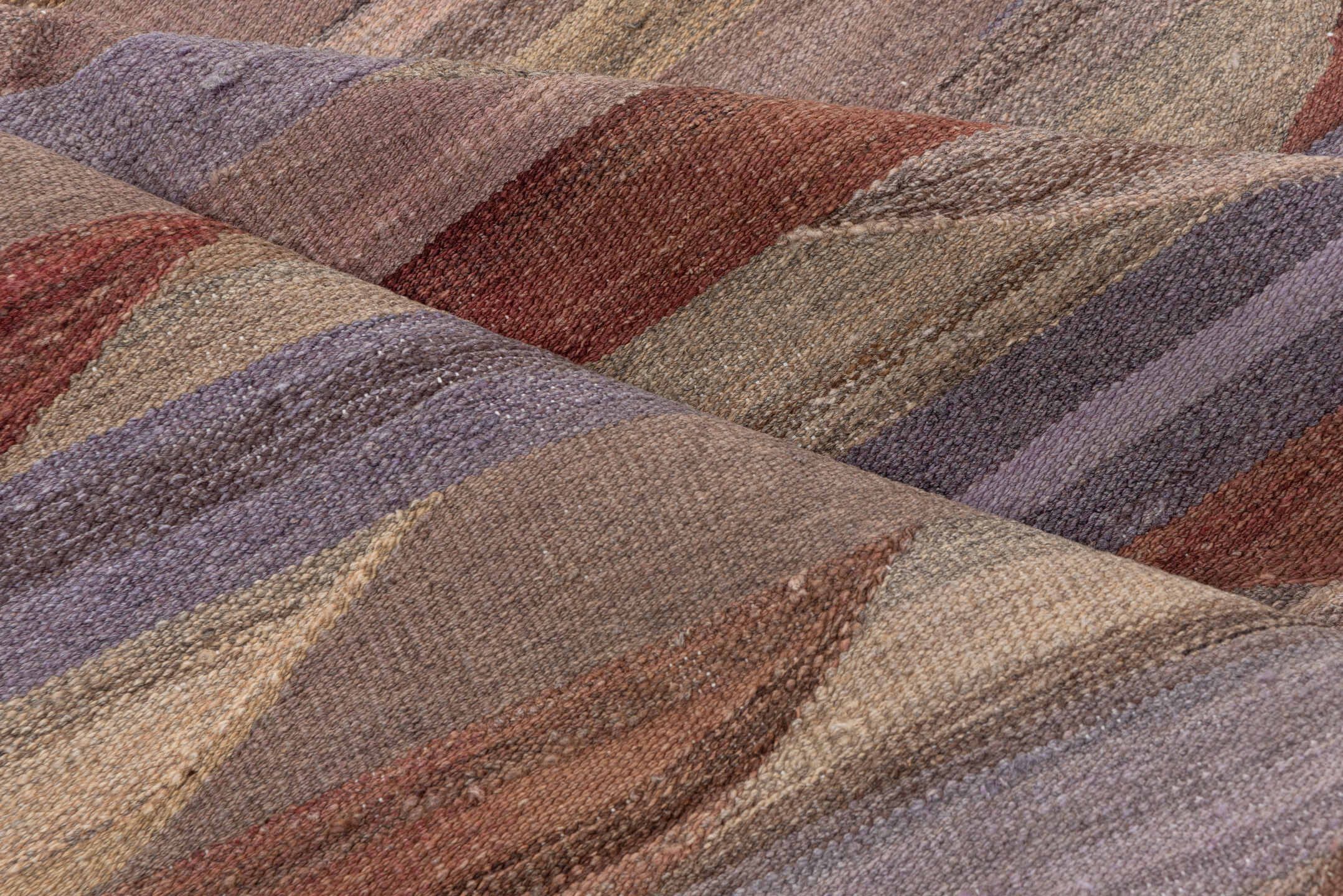 7' x 8' one-of-a-kind handmade vintage Kilim rug. Color palette: brown, dim gray, gray, pink, red, redwood