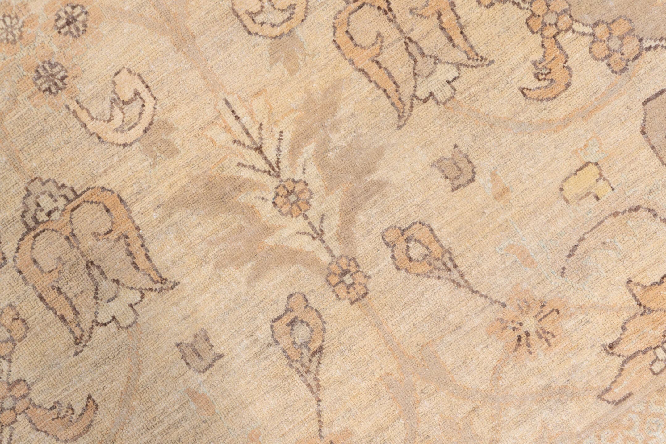 9' x 12' one-of-a-kind handmade vintage Sivas large size rug. Color palette: ivory, cream, blush, taupe, beige, sand, peach