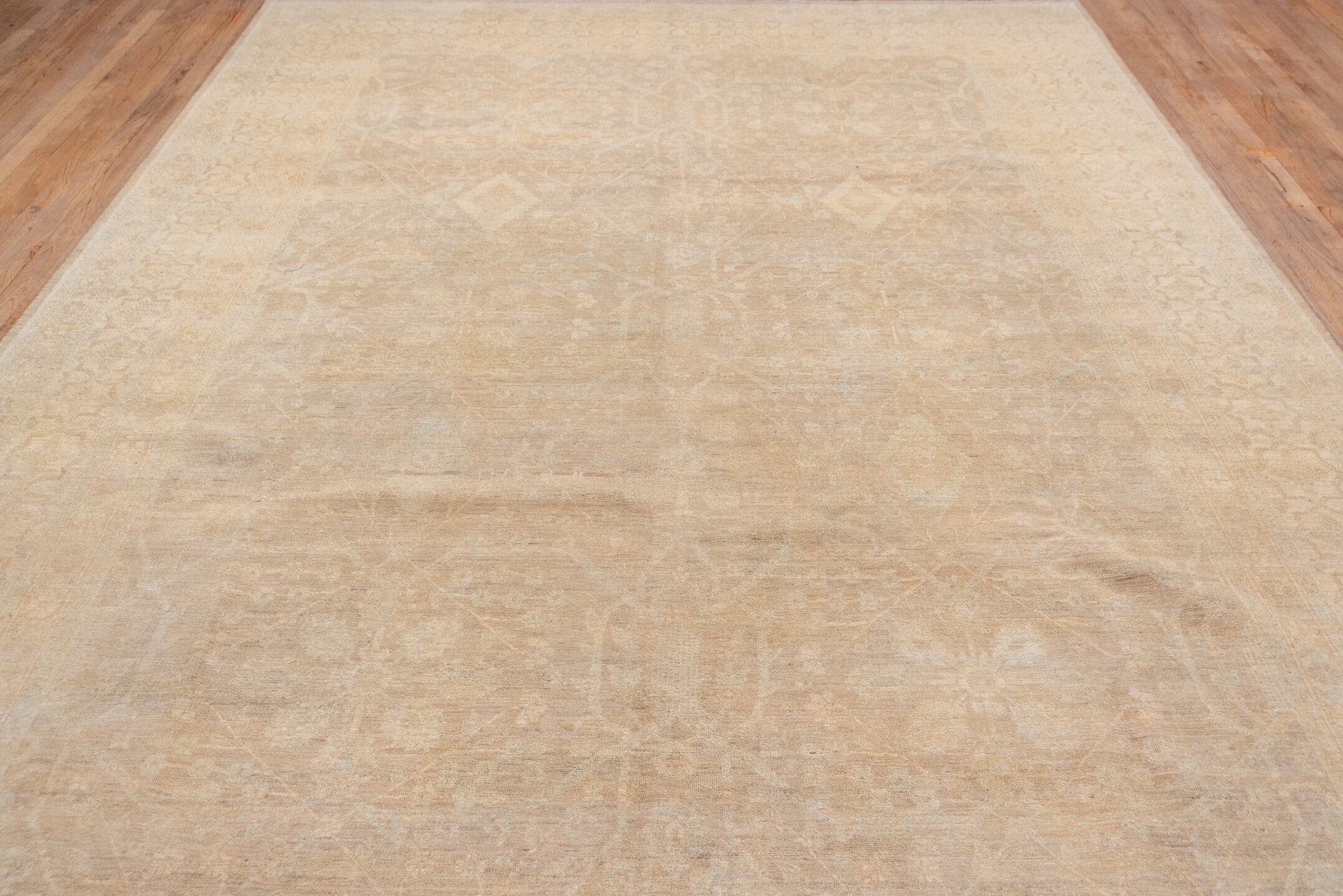 8' x 13' one-of-a-kind handmade vintage Sivas large size rug. Color palette: beige, ivory, cream, taupe, sand, gray