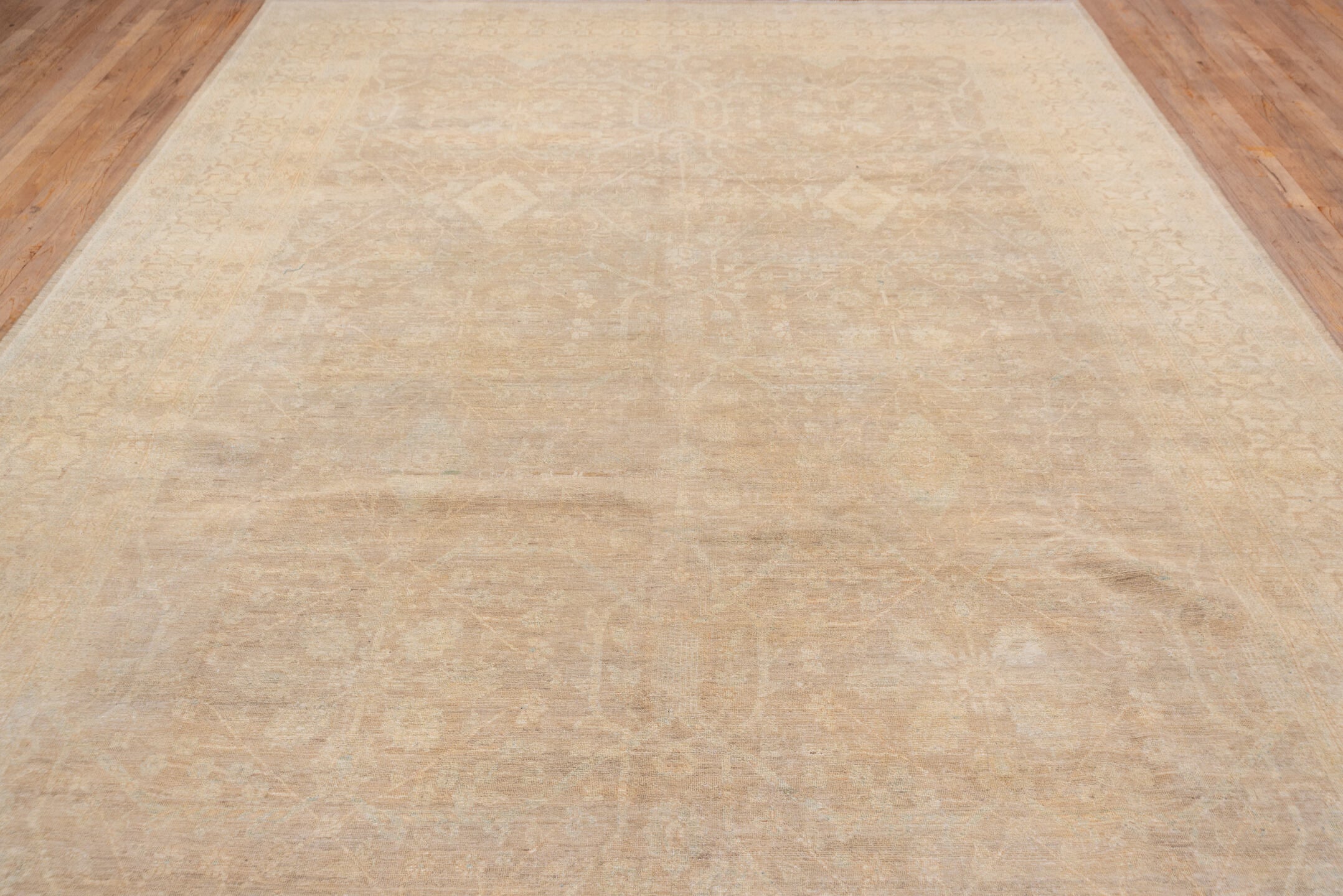 8' x 13' one-of-a-kind handmade vintage Sivas large size rug. Color palette: brown, gray, off-white, orange