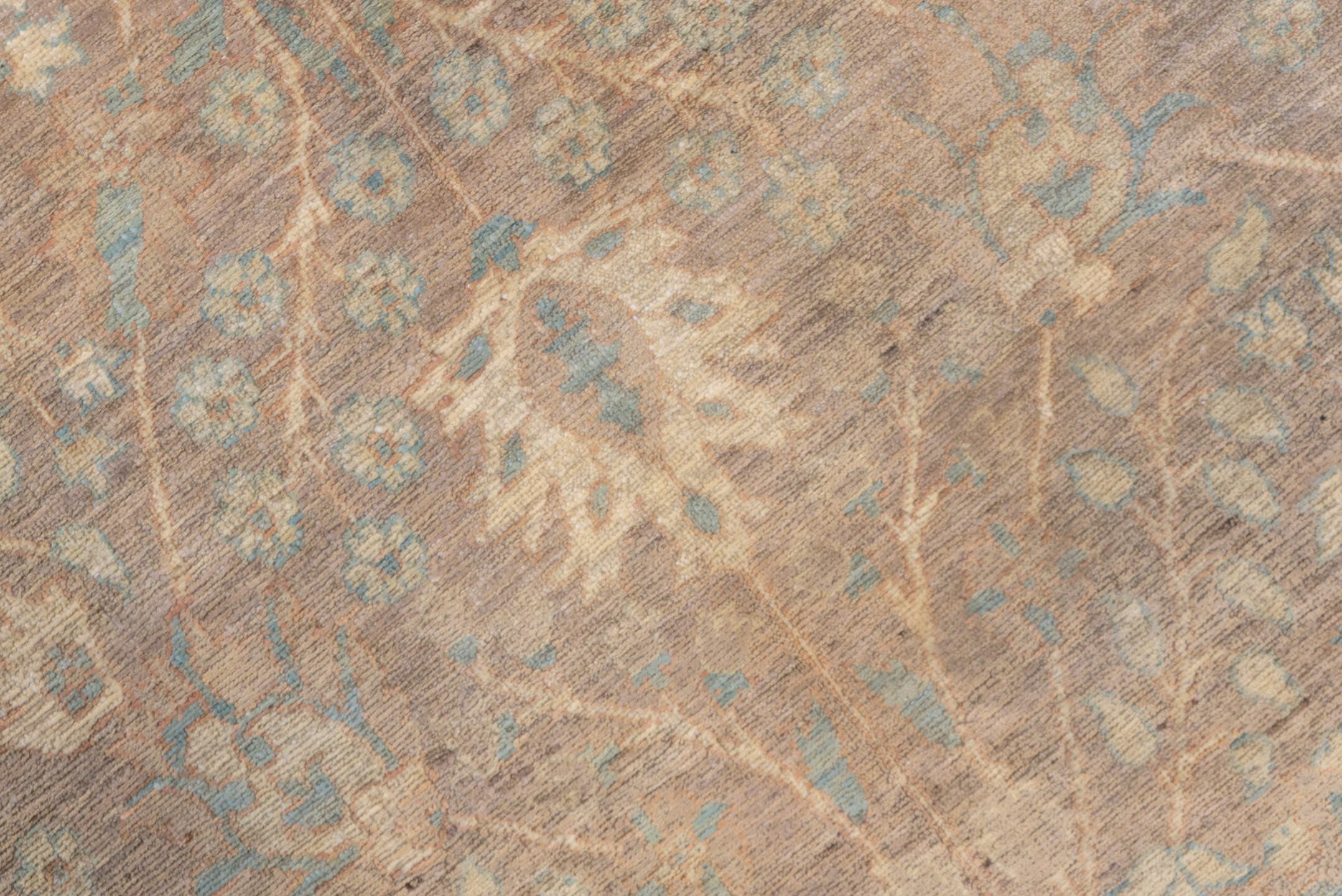 9' x 12' one-of-a-kind handmade vintage Sivas large size rug. Color palette: taupe, ivory, pale blue, beige, sand, camel
