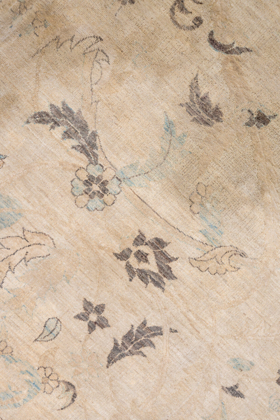 12' x 19' one-of-a-kind handmade vintage Sivas oversize rug. Color palette: beige, ivory, taupe, pale blue, slate, camel