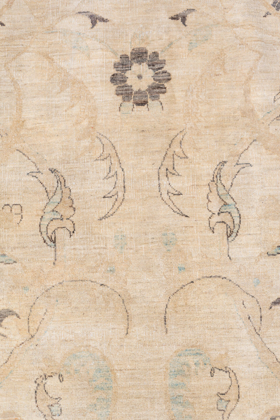 12' x 19' one-of-a-kind handmade vintage Sivas oversize rug. Color palette: beige, ivory, taupe, pale blue, slate, camel