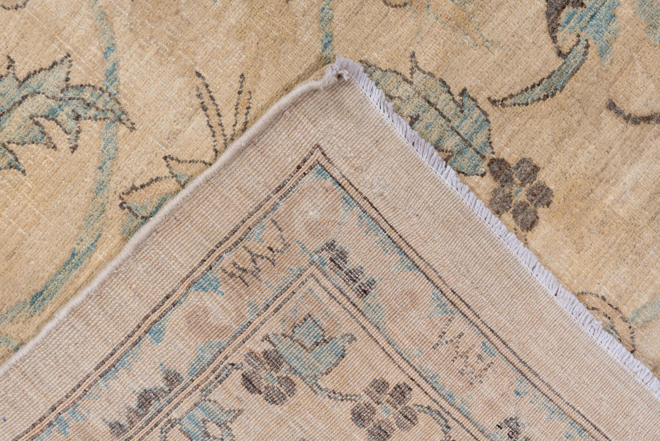 12' x 19' one-of-a-kind handmade vintage Sivas oversize rug. Color palette: beige, ivory, taupe, pale blue, slate, camel