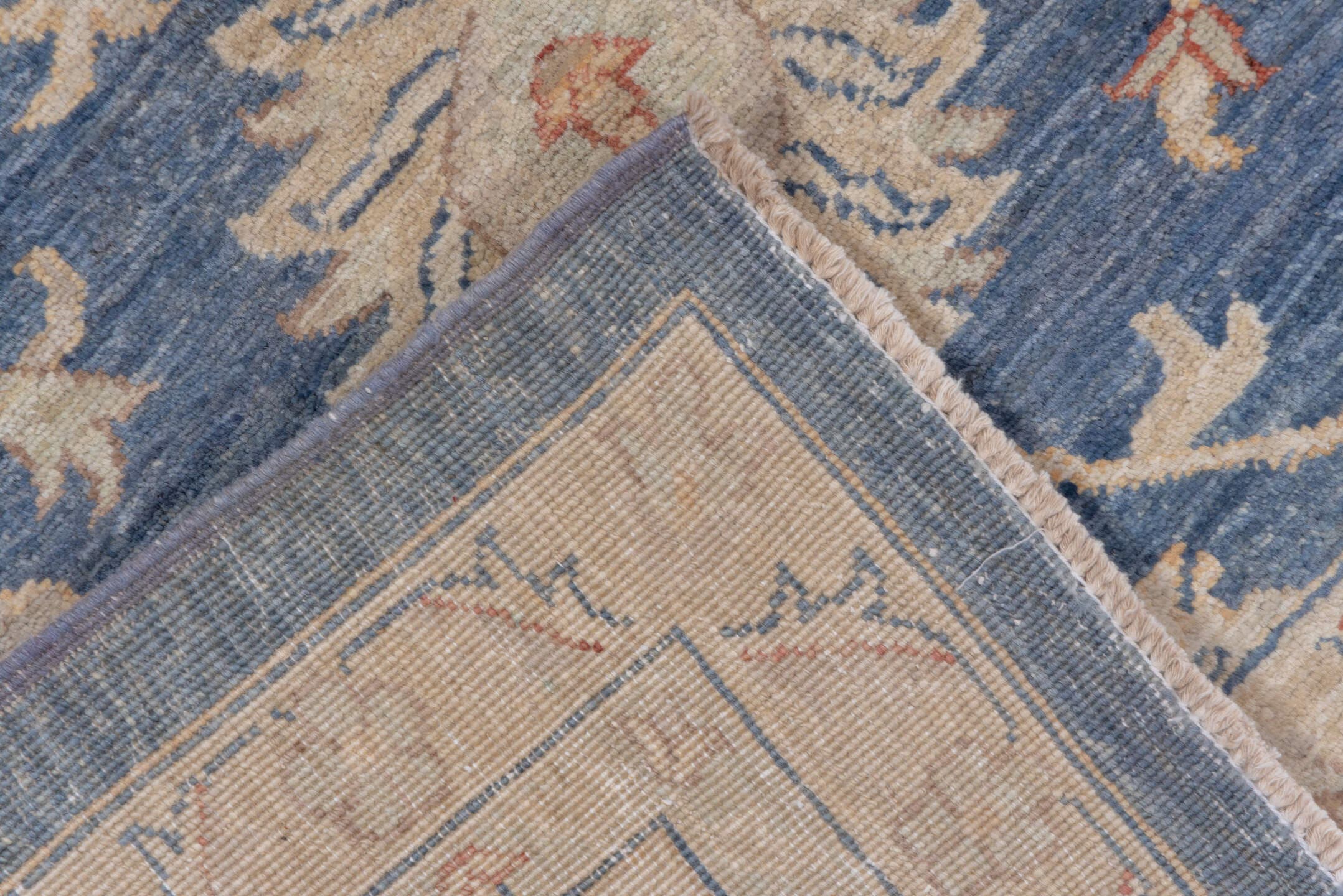 9' x 12' one-of-a-kind handmade vintage Afghan large size rug. Color palette: ivory, blue, beige, taupe, camel, slate