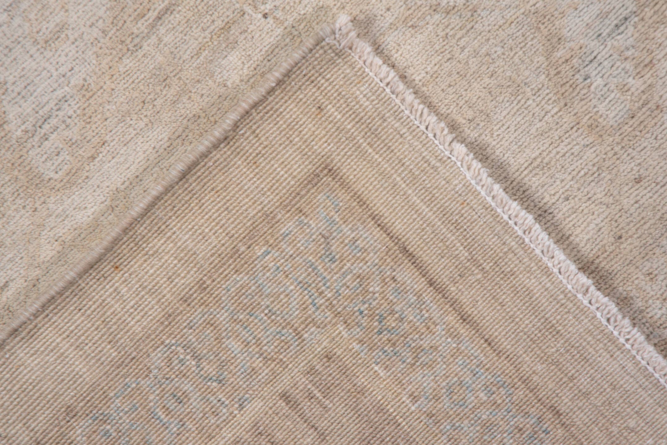 8' x 11' one-of-a-kind handmade vintage Afghan large size rug. Color palette: ivory, beige, cream, taupe, sand, gray