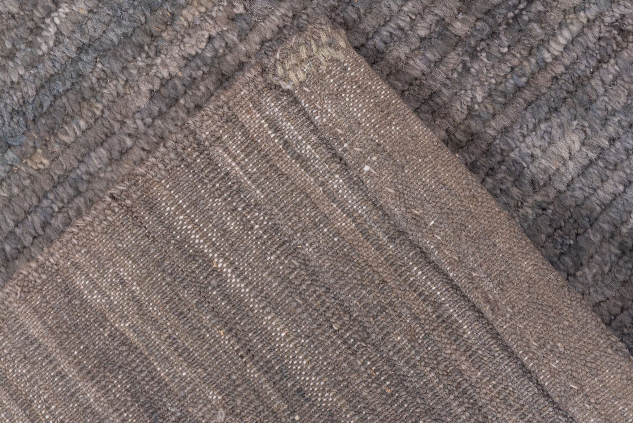 3' x 4' one-of-a-kind handmade vintage Tulu small size rug. Color palette: taupe, gray, charcoal, greige, beige, black