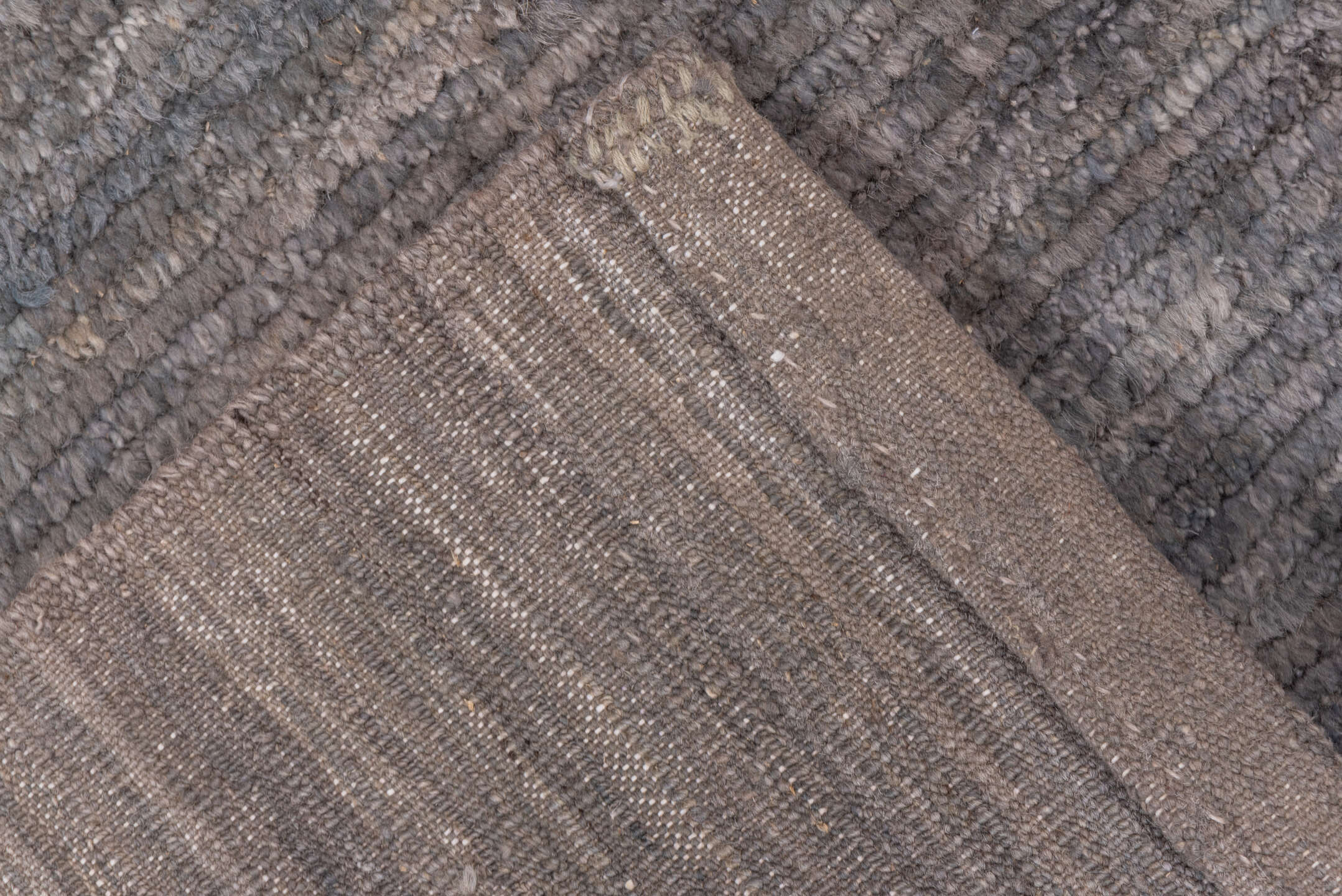 3' x 4' one-of-a-kind handmade vintage Tulu small size rug. Color palette: taupe, gray, charcoal, greige, beige, black