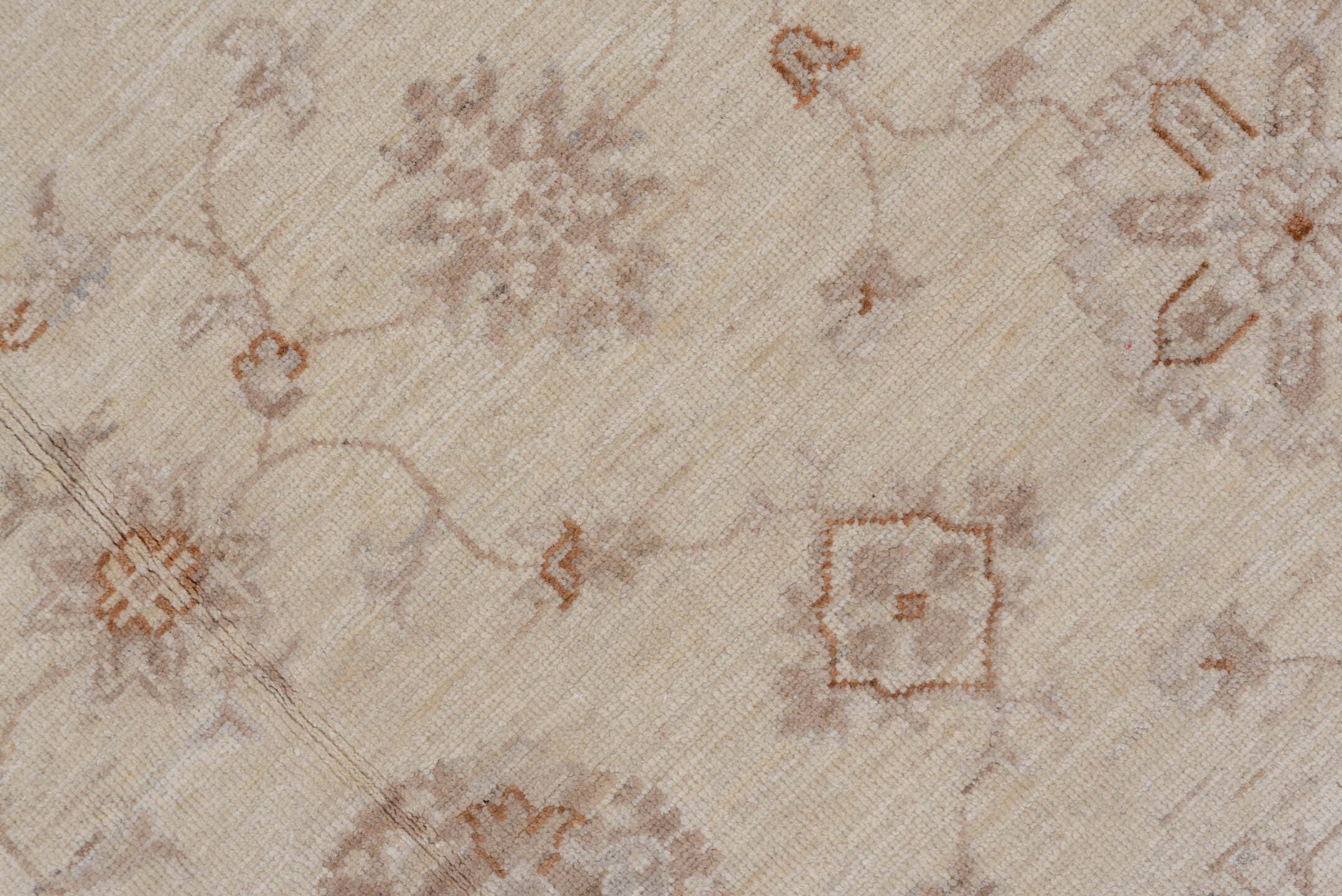6' x 9' one-of-a-kind handmade vintage Afghan medium size rug. Color palette: ivory, beige, taupe, camel, sand, light brown