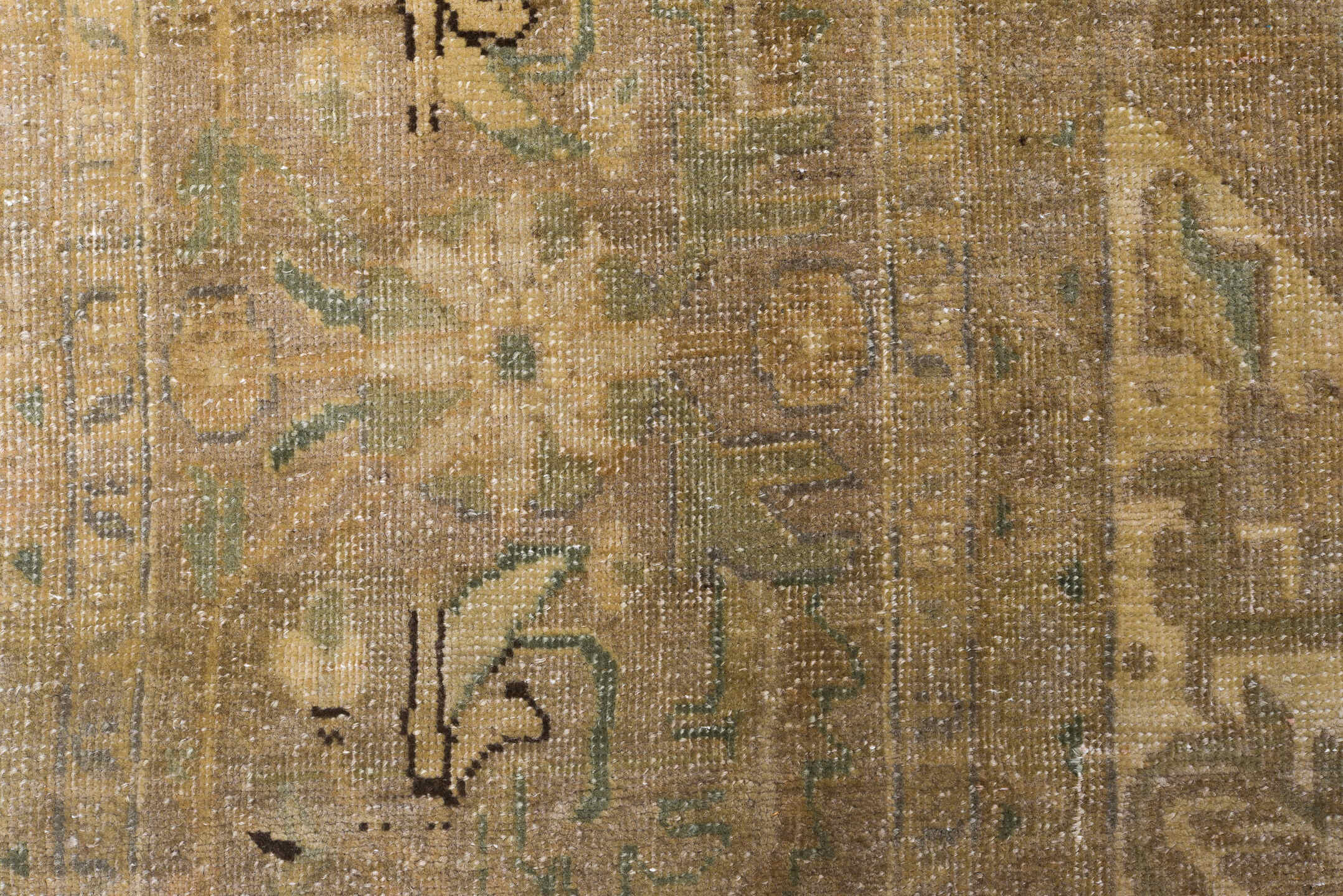9' x 13' one-of-a-kind handmade vintage Heriz large size rug. Color palette: taupe, beige, ivory, sage, brown, camel, slate