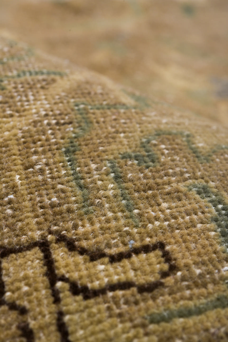 9' x 13' one-of-a-kind handmade vintage Heriz large size rug. Color palette: taupe, beige, ivory, sage, brown, camel, slate