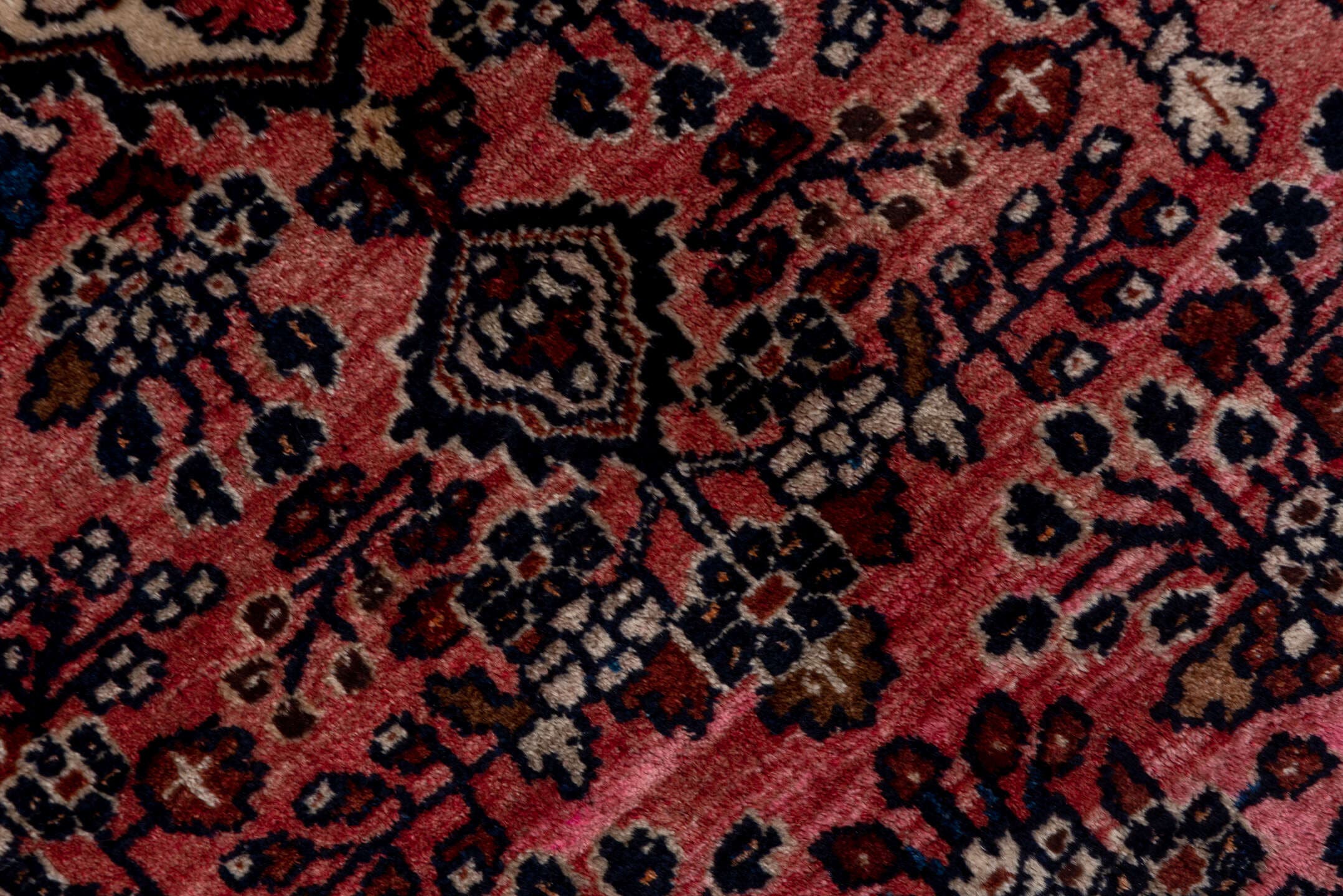 4' x 6' one-of-a-kind handmade vintage Lilian small size rug. Color palette: rose, navy, ivory, dusty blue, burgundy, taupe