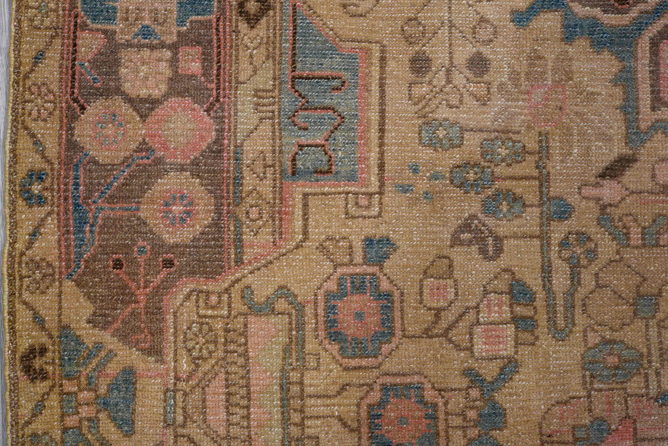 5' x 8' one-of-a-kind handmade vintage Hamadan medium size rug. Color palette: ivory, sky blue, brown, rose, taupe, charcoal