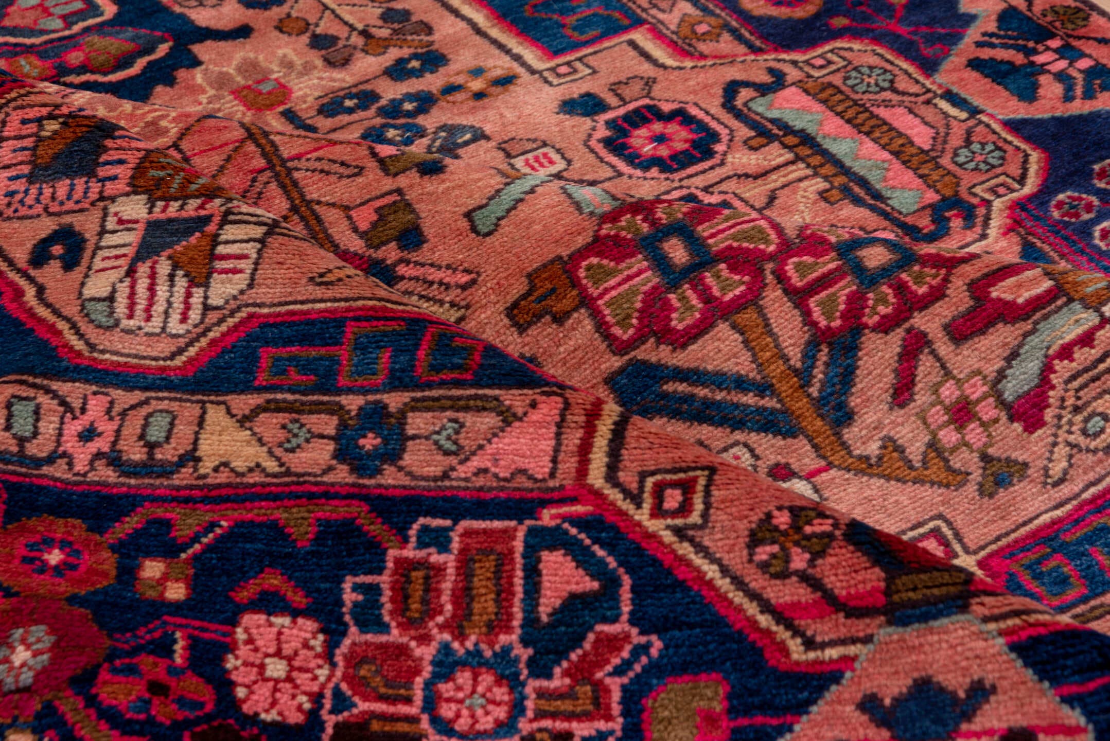 5' x 8' one-of-a-kind handmade vintage Hamadan medium size rug. Color palette: ivory, sky blue, brown, rose, taupe, charcoal