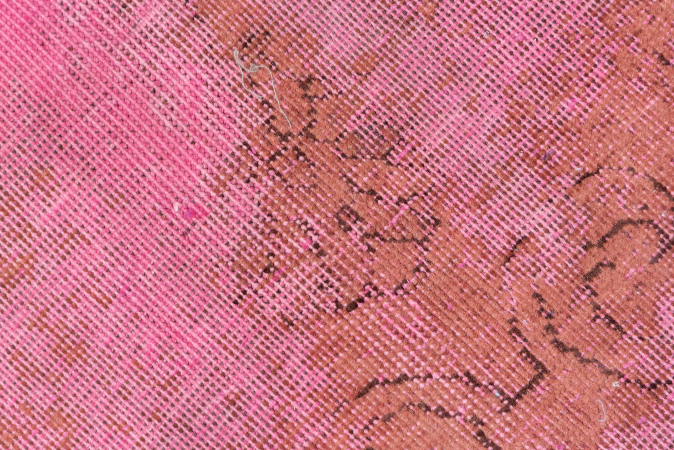 9' x 12' one-of-a-kind handmade vintage Overdyed large size rug. Color palette: pink, red, brown, pale violet red