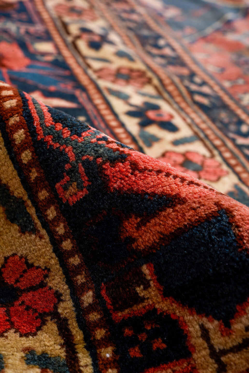 9' x 10' one-of-a-kind handmade vintage Bakhshayesh large size rug. Color palette: arapawa, black, blue, brown, gray