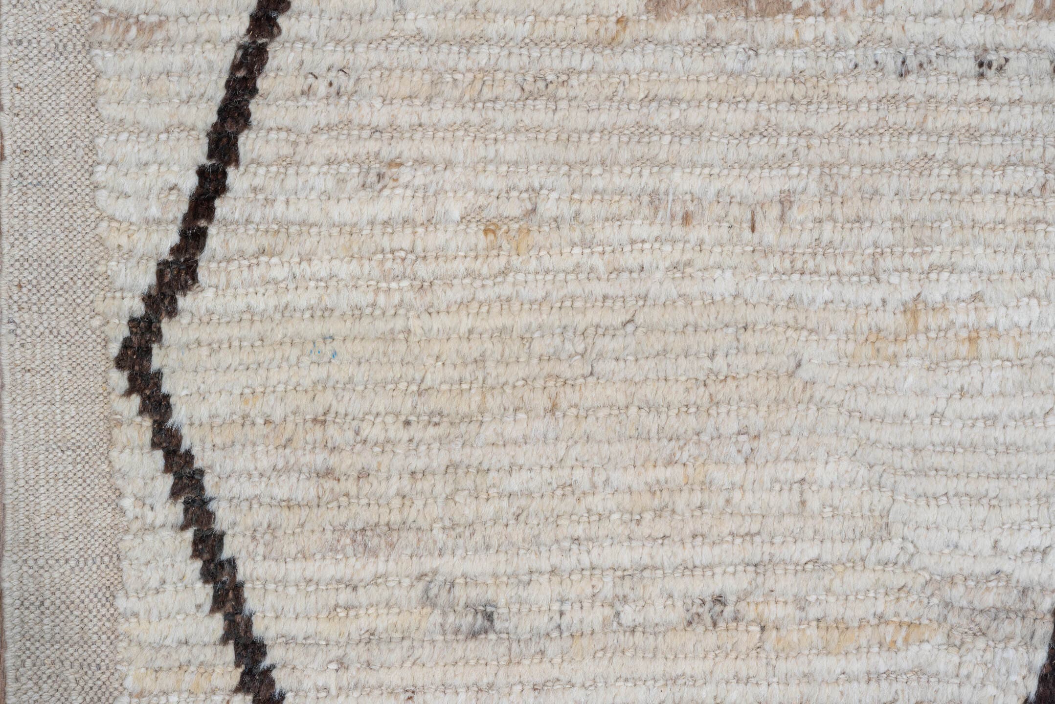 8' x 12' one-of-a-kind handmade vintage Tulu large size rug. Color palette: ivory, brown, cream, taupe, beige, gray