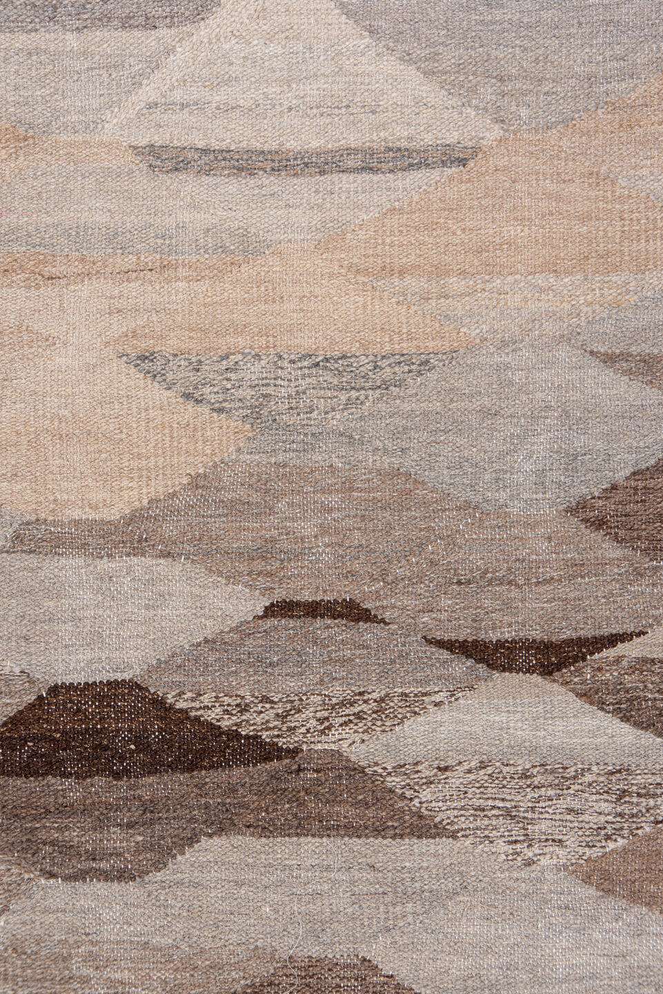 10' x 16' one-of-a-kind handmade vintage Kilim rug. Color palette: taupe, beige, ivory, brown, greige, camel, charcoal, rose