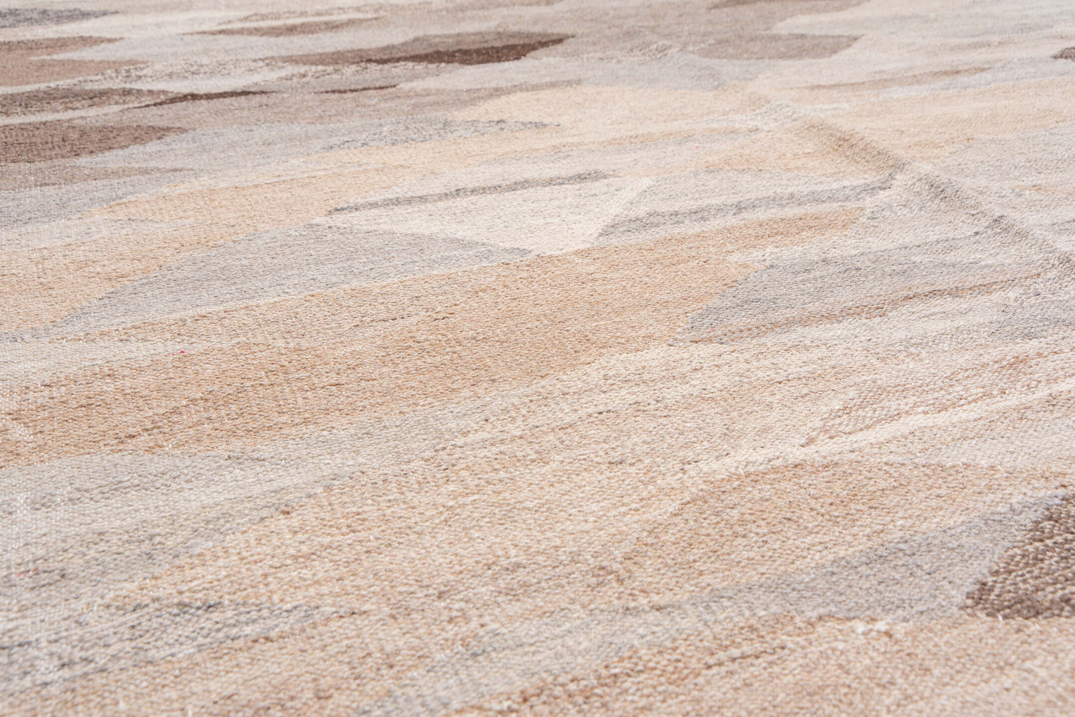 10' x 16' one-of-a-kind handmade vintage Kilim rug. Color palette: taupe, beige, ivory, brown, greige, camel, charcoal, rose