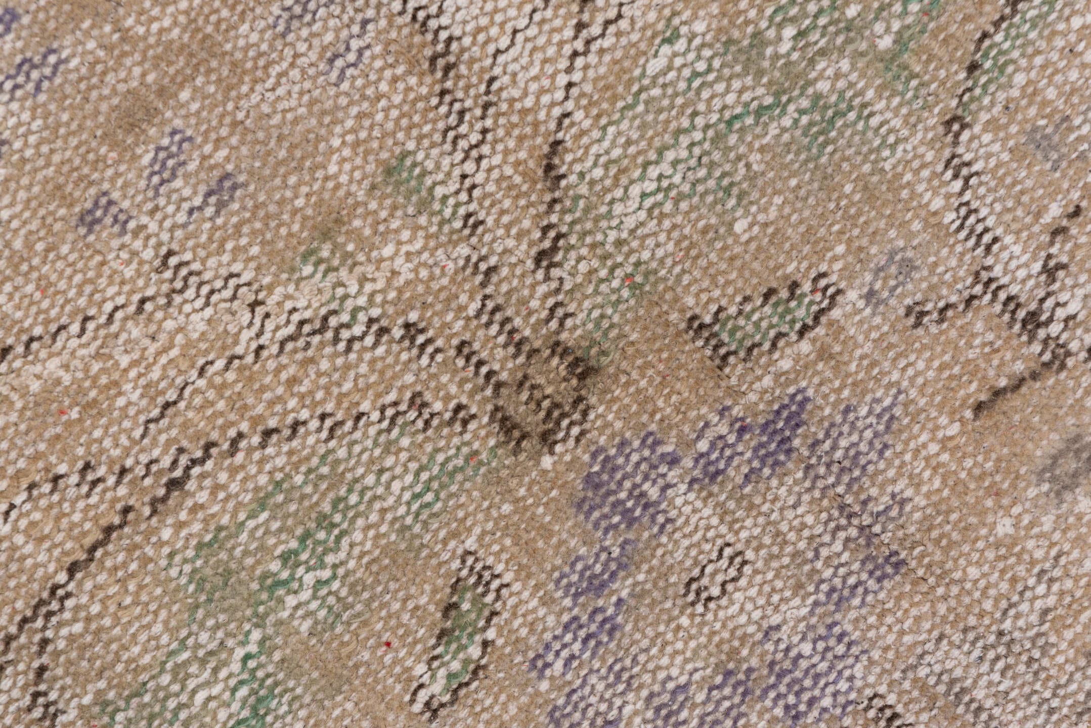 6' x 9' one-of-a-kind handmade vintage Sparta medium size rug. Color palette: taupe, beige, ivory, lavender, sage, brown