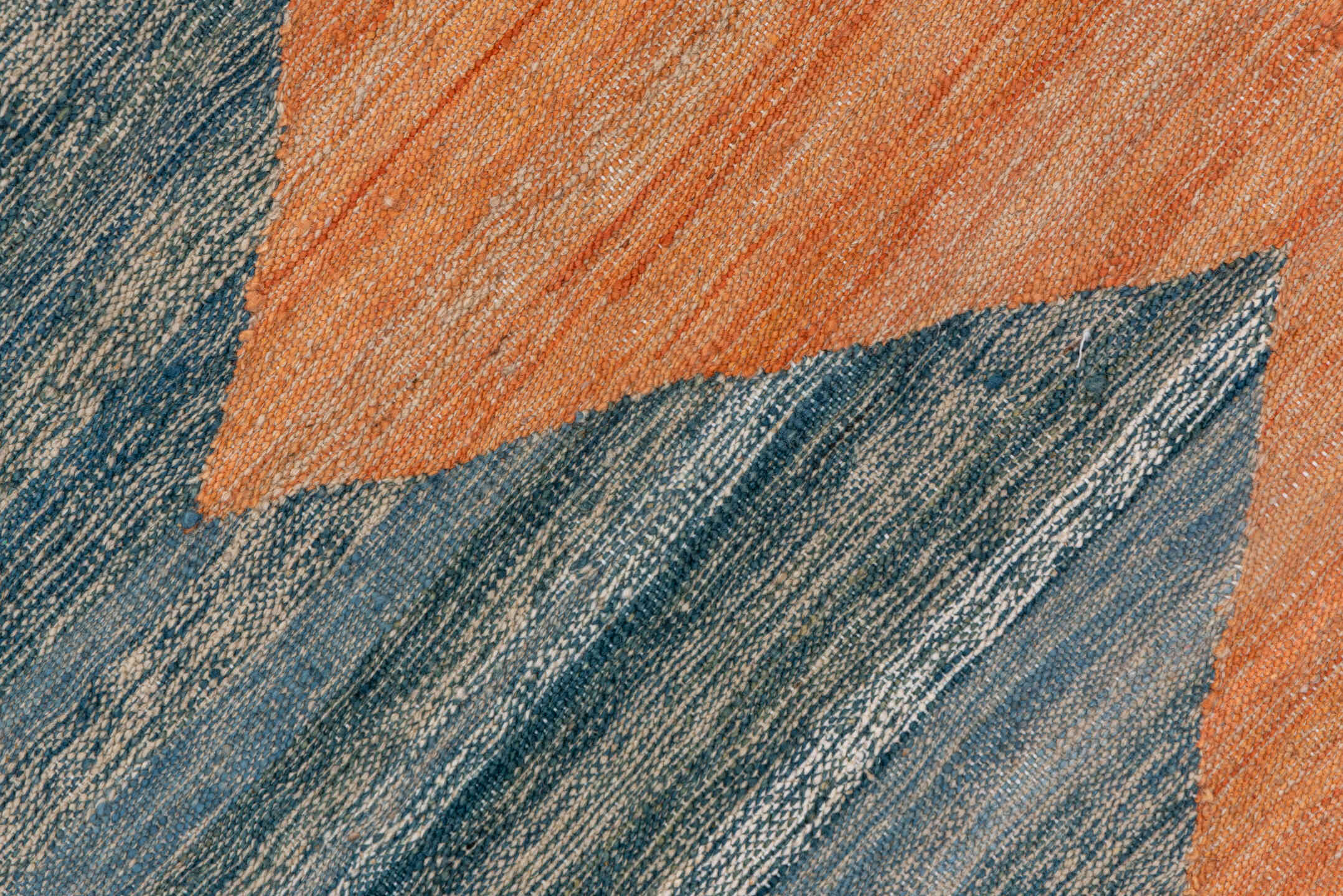 8' x 11' one-of-a-kind handmade vintage Kilim large size rug. Color palette: blue, peach, sky_blue, sand, slate, teal