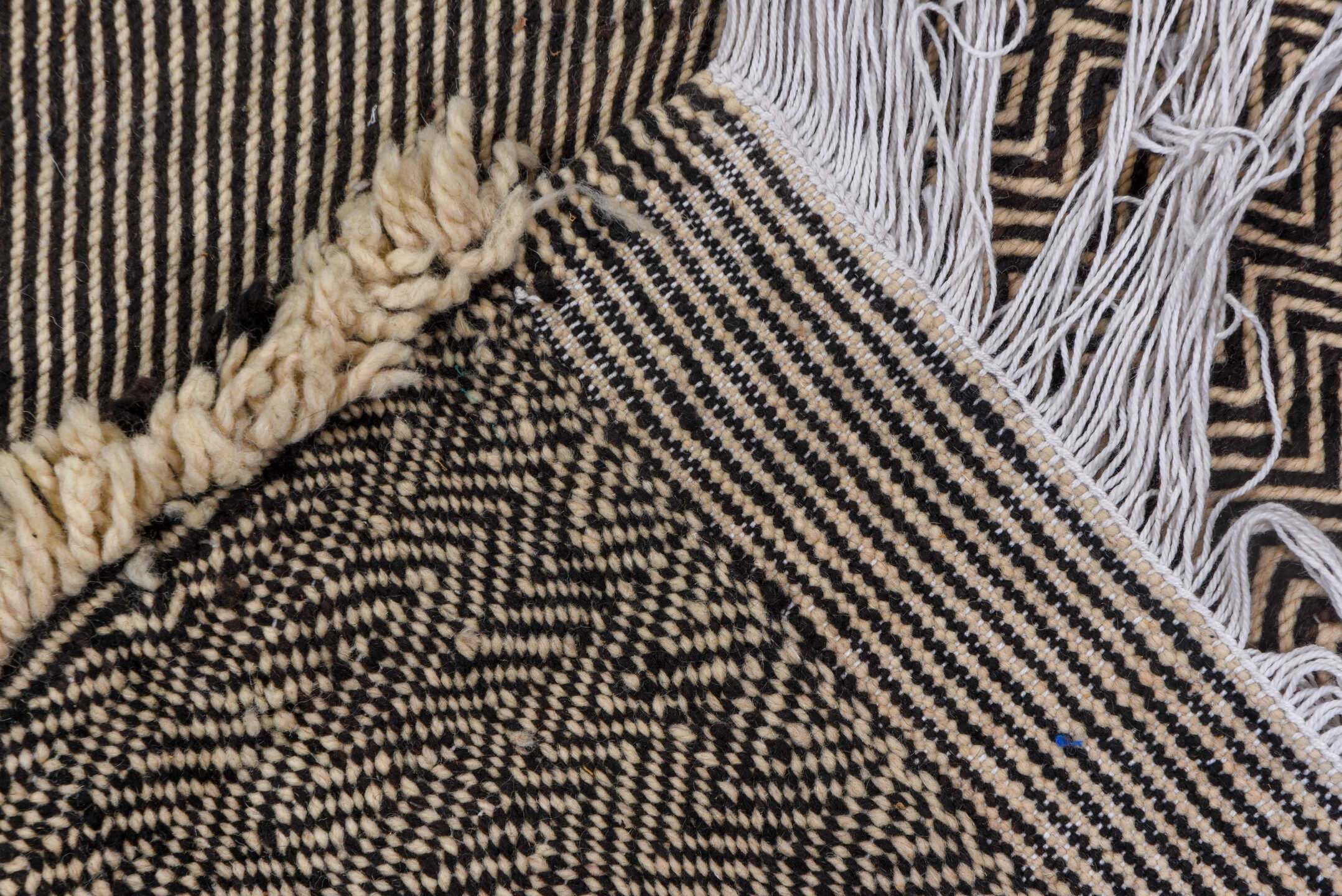 8' x 12' one-of-a-kind handmade vintage Kilim large size rug. Color palette: brown, ivory, taupe, charcoal, cream, beige