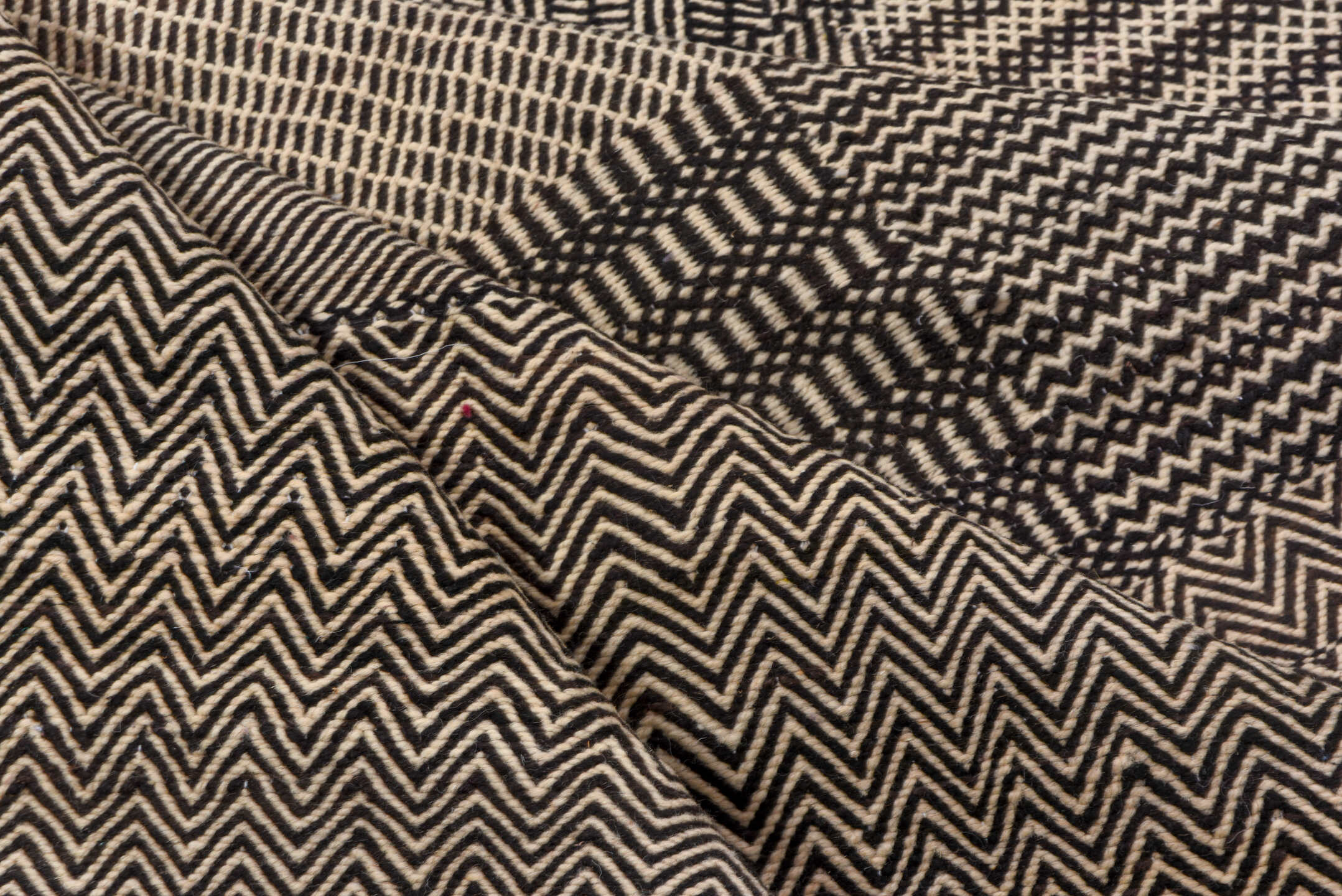 8' x 12' one-of-a-kind handmade vintage Kilim large size rug. Color palette: brown, gray, light gray, off-white, pink