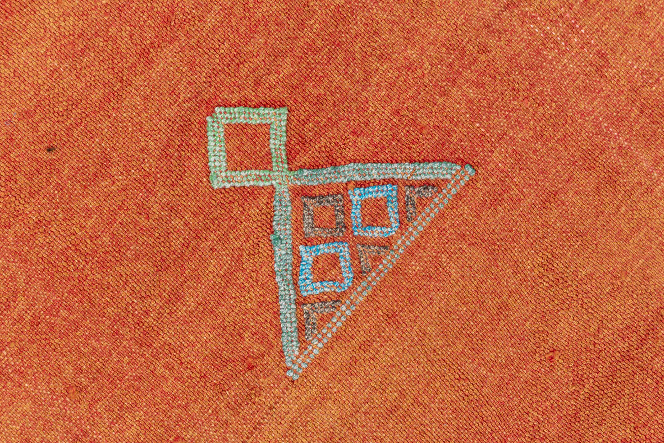 5' x 9' one-of-a-kind handmade vintage Cactus Kilim medium size rug. Color palette: terra cotta, rust, dusty lavender, gold