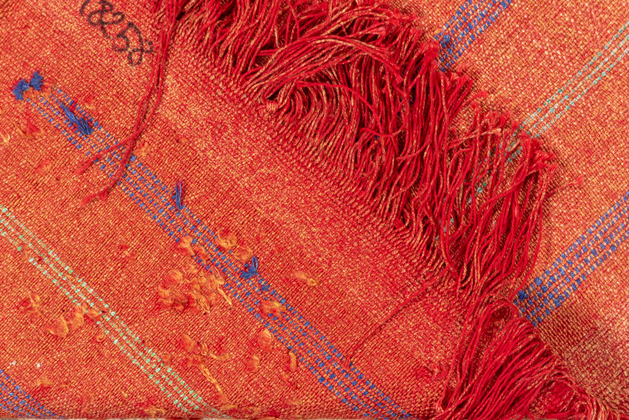 5' x 9' one-of-a-kind handmade vintage Cactus Kilim medium size rug. Color palette: terra cotta, rust, dusty lavender, gold
