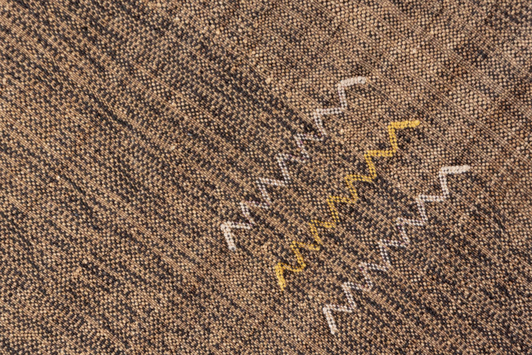 5' x 8' one-of-a-kind handmade vintage Cactus Kilim medium size rug. Color palette: taupe, brown, ivory, camel, gold, aqua