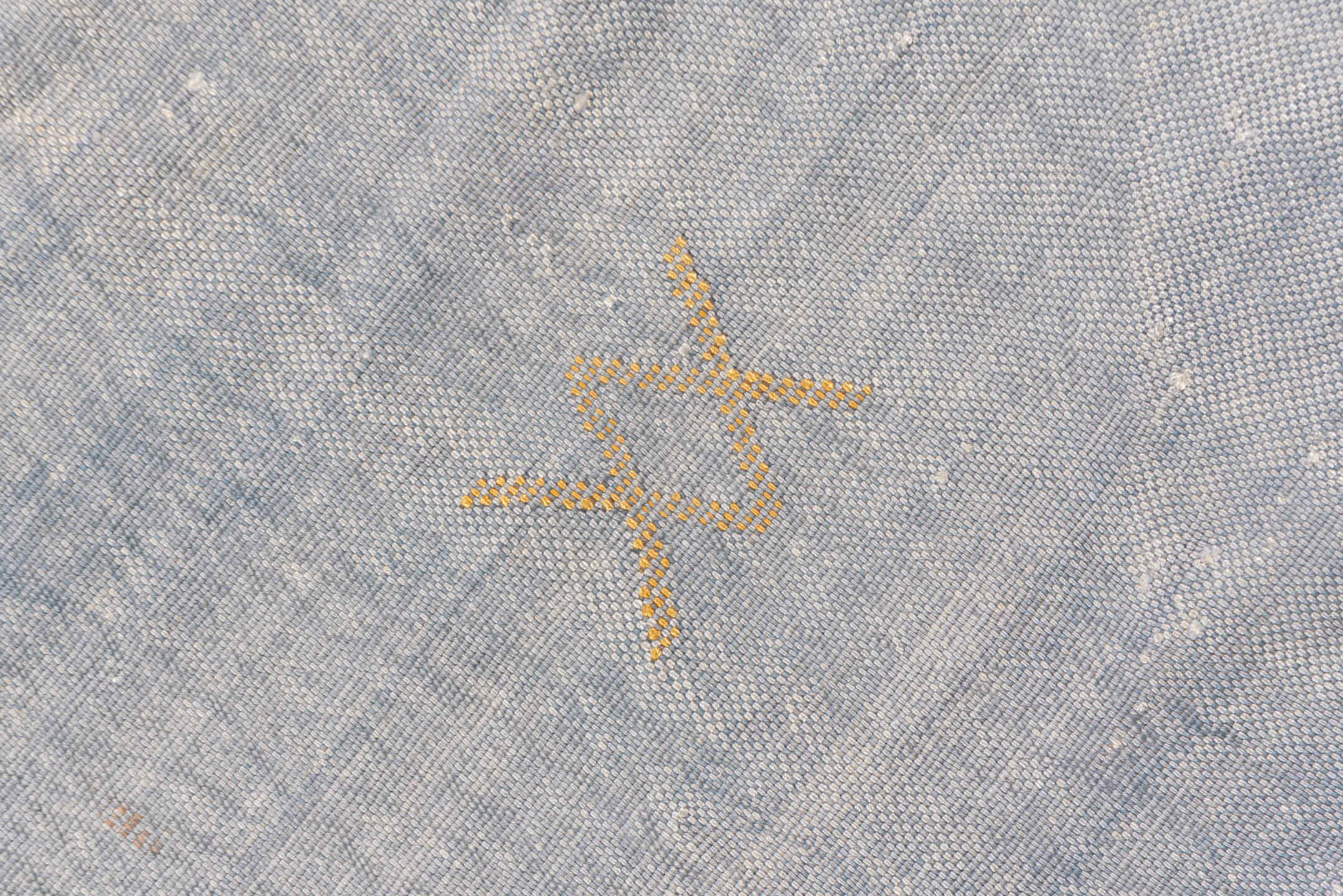 6' x 9' one-of-a-kind handmade vintage Cactus Kilim medium size rug. Color palette: black, blue, dark gray, gray, light blue