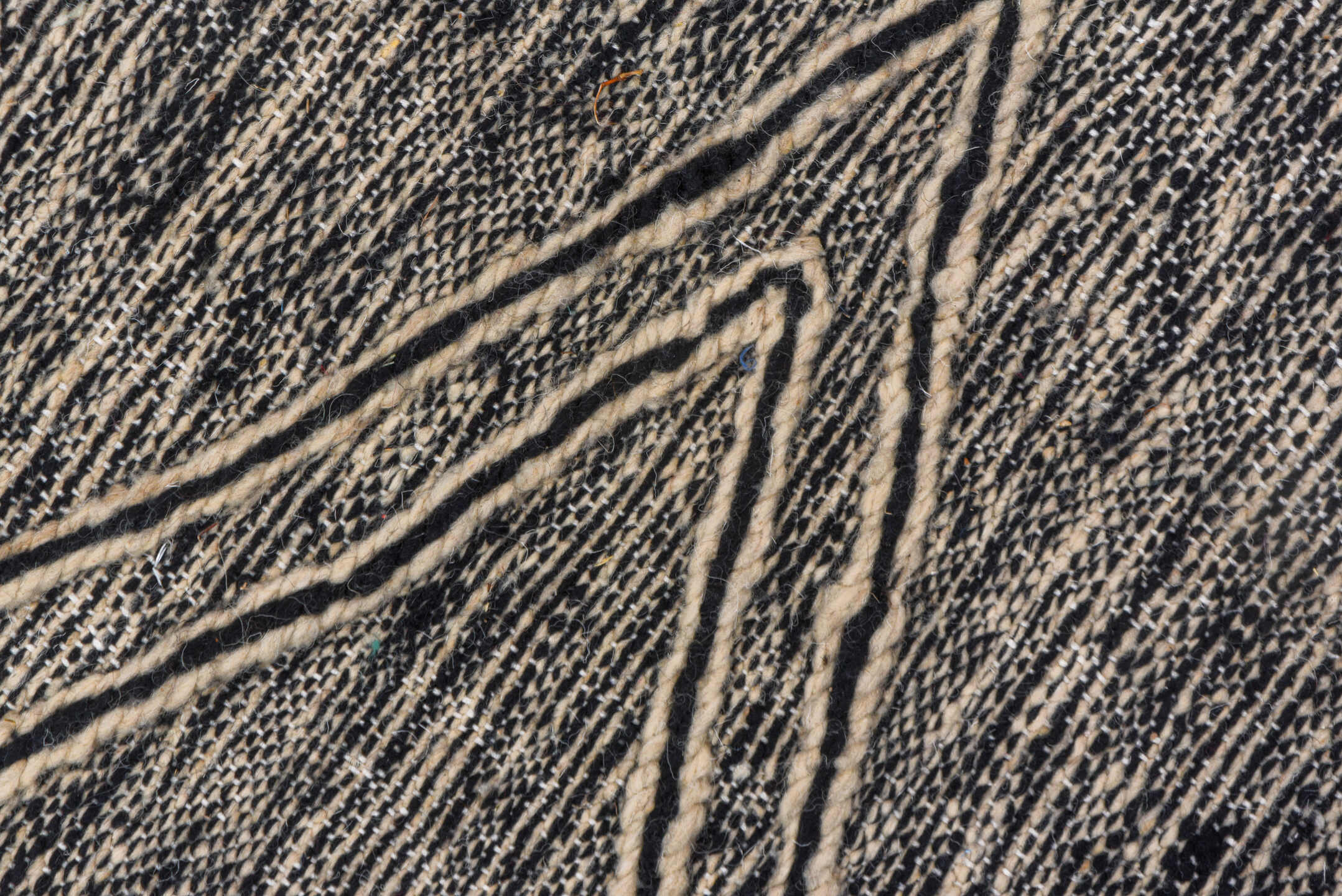 6' x 10' one-of-a-kind handmade vintage Kilim large size rug. Color palette: charcoal, ivory, taupe, gray, black, beige