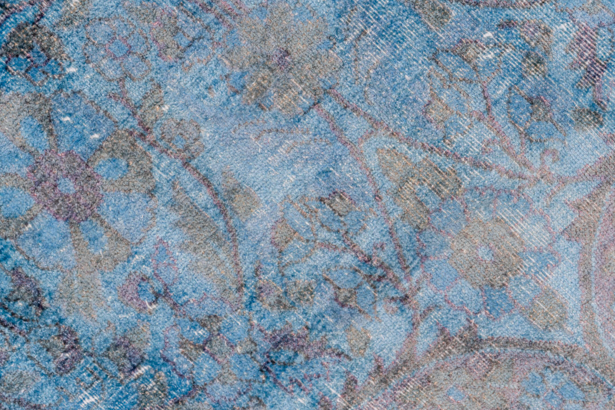 5' x 9' one-of-a-kind handmade antique Overdyed medium size rug. Color palette: sky blue, azure, slate, indigo, lavender